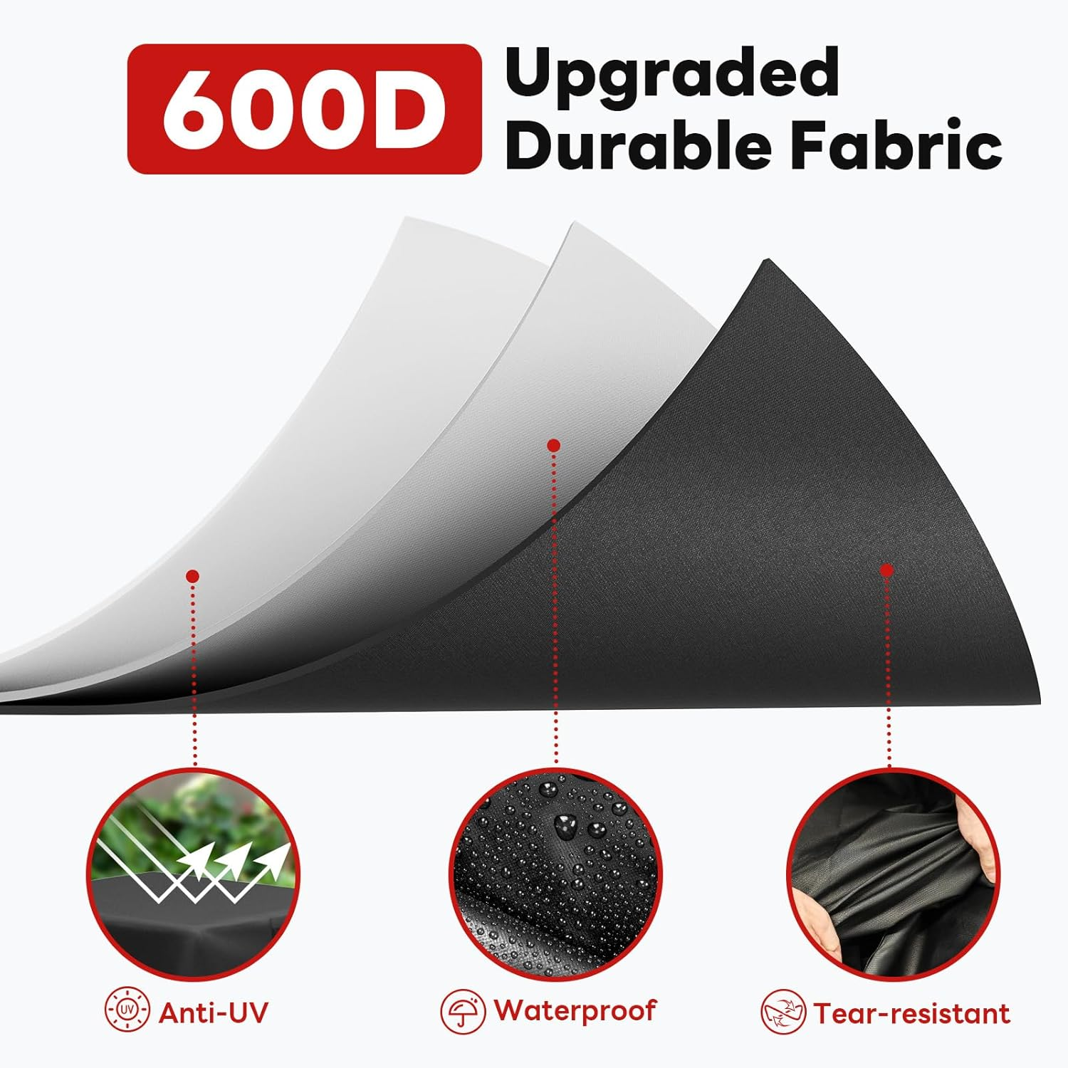 Fire Pit Cover for 28-32 Inch Outdoor Pits, Waterproof 600D Fabric, Double Drawstring, Black image number 1