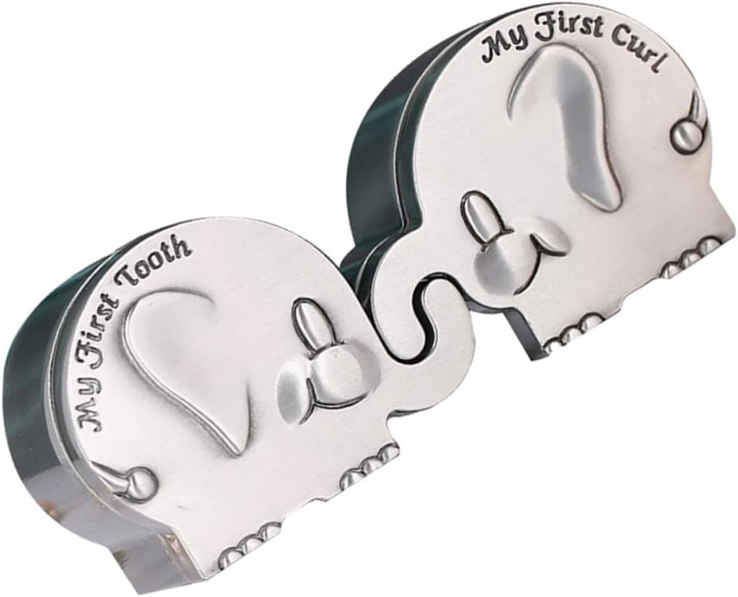 ERINGOGO Fetal Hair Collection Box Elephant Shape First Tooth and Curl Keepsake Box Silver Shower image number 6