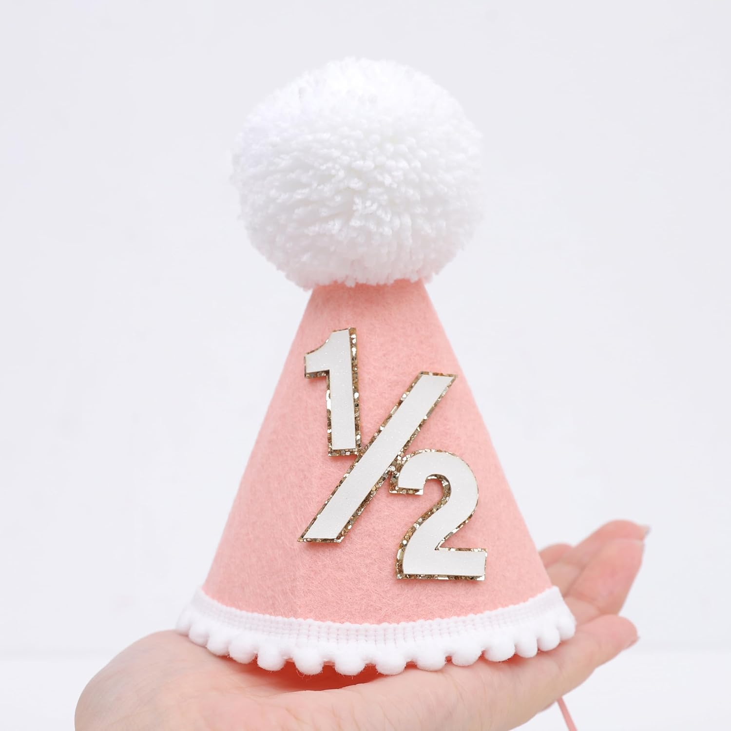 Half Birthday Hat -Baby 1/2 Birthday Cone Hat,Six Months Decorations,Party Hat Outfit for Girls/Boys - Blue image number 7