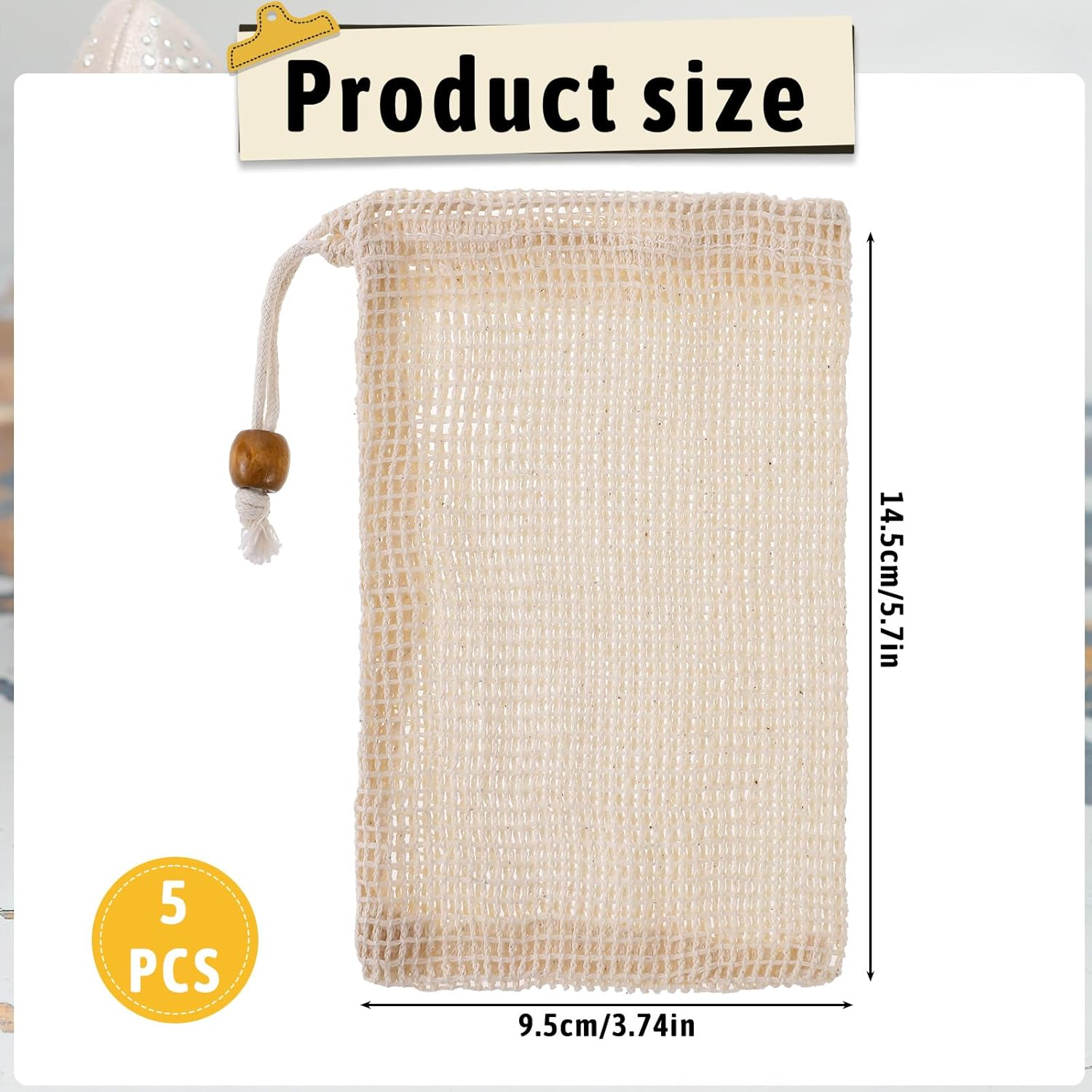 5 Pack Soap Exfoliating Bag Natural Sisal Soap Saver Bag Pouch Natural Soap Saver Bar Soap Bag with Drawstring for Exfoliating Foaming and Drying Soap Holder image number 3