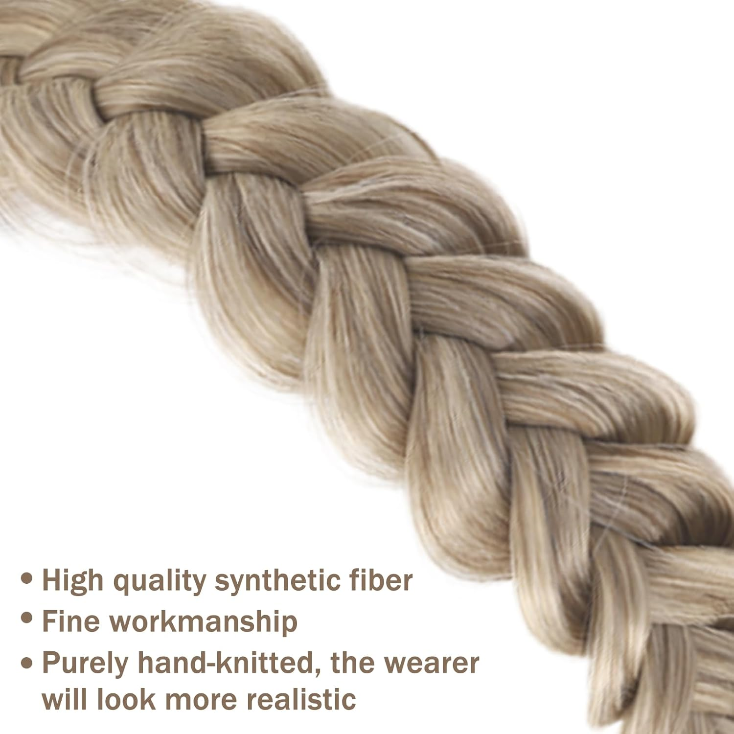 HTTDSLF Wide Messy Synthetic Hair Braided Hair Band, Synthetic Hair Braided Headband, Classic Elastic Hair Band for Women and Girls Wedding, for Wedding, Bavaria, Oktoberfest image number 2