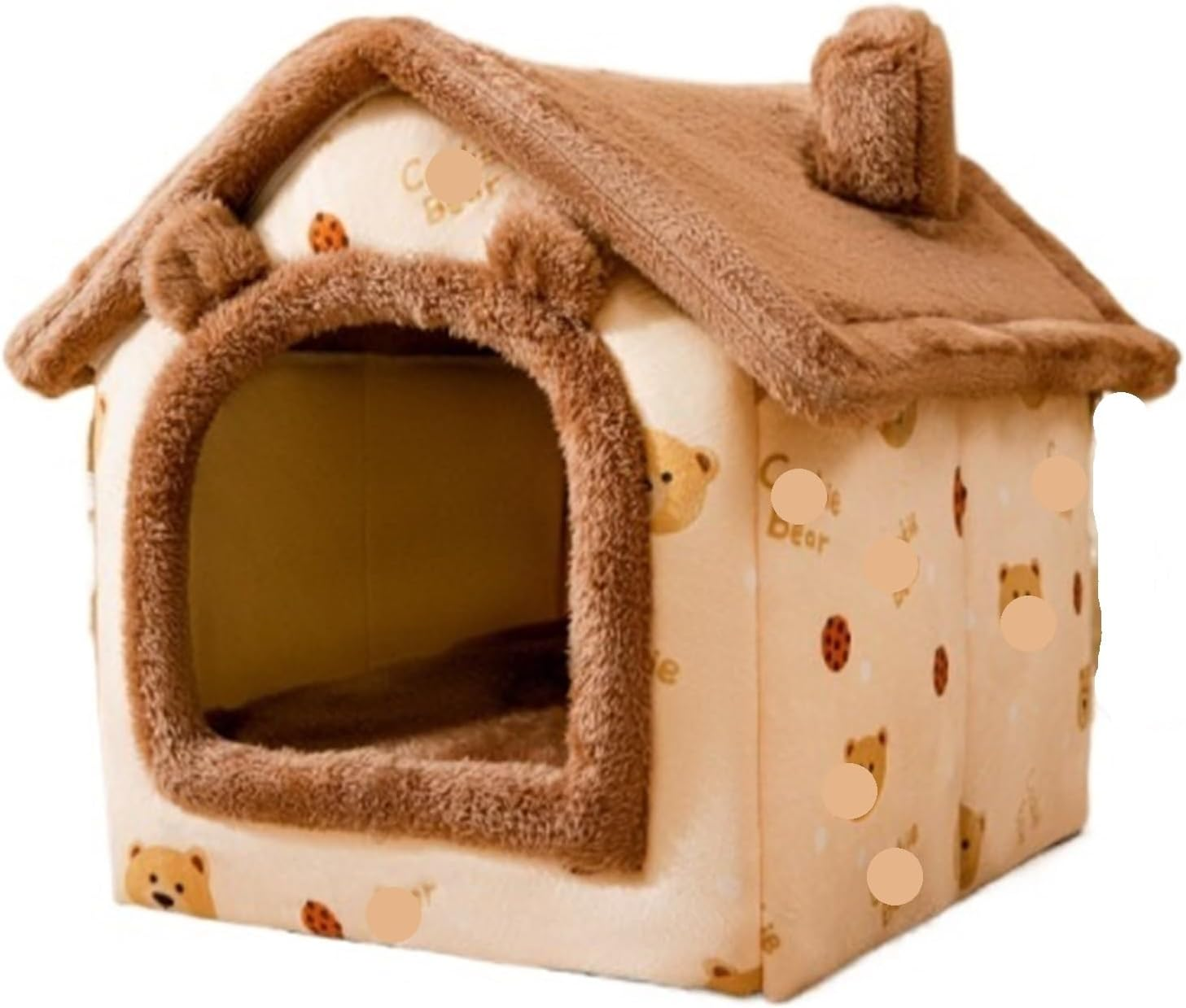 Pet Bed Foldable Dog House Pet Cat Bed Winter Dog Villa Sleep Kennel Removable Comfort (Color : Brown Bear, Size : Large) image number 1