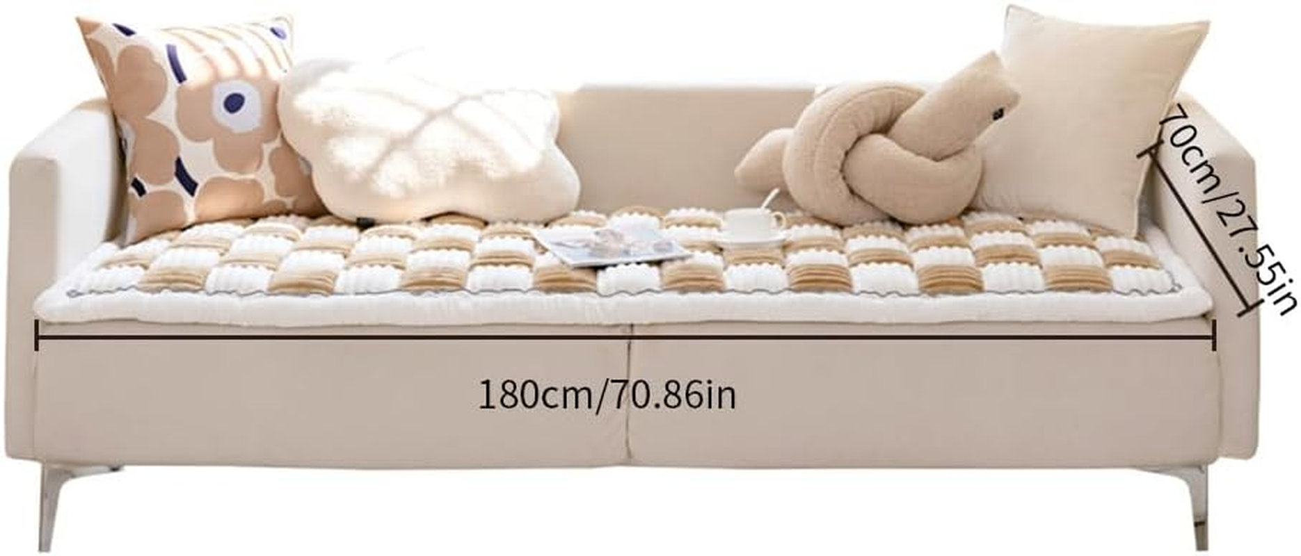 Cream-Coloured Large Plaid Square Pet Mat Bed Couch Cover, Funny Fuzzy Couch Cover, Dog Blankets for Large Dogs, Dog Bed Cover Pet Blanket (70 * 180, Darkcoffee) image number 6