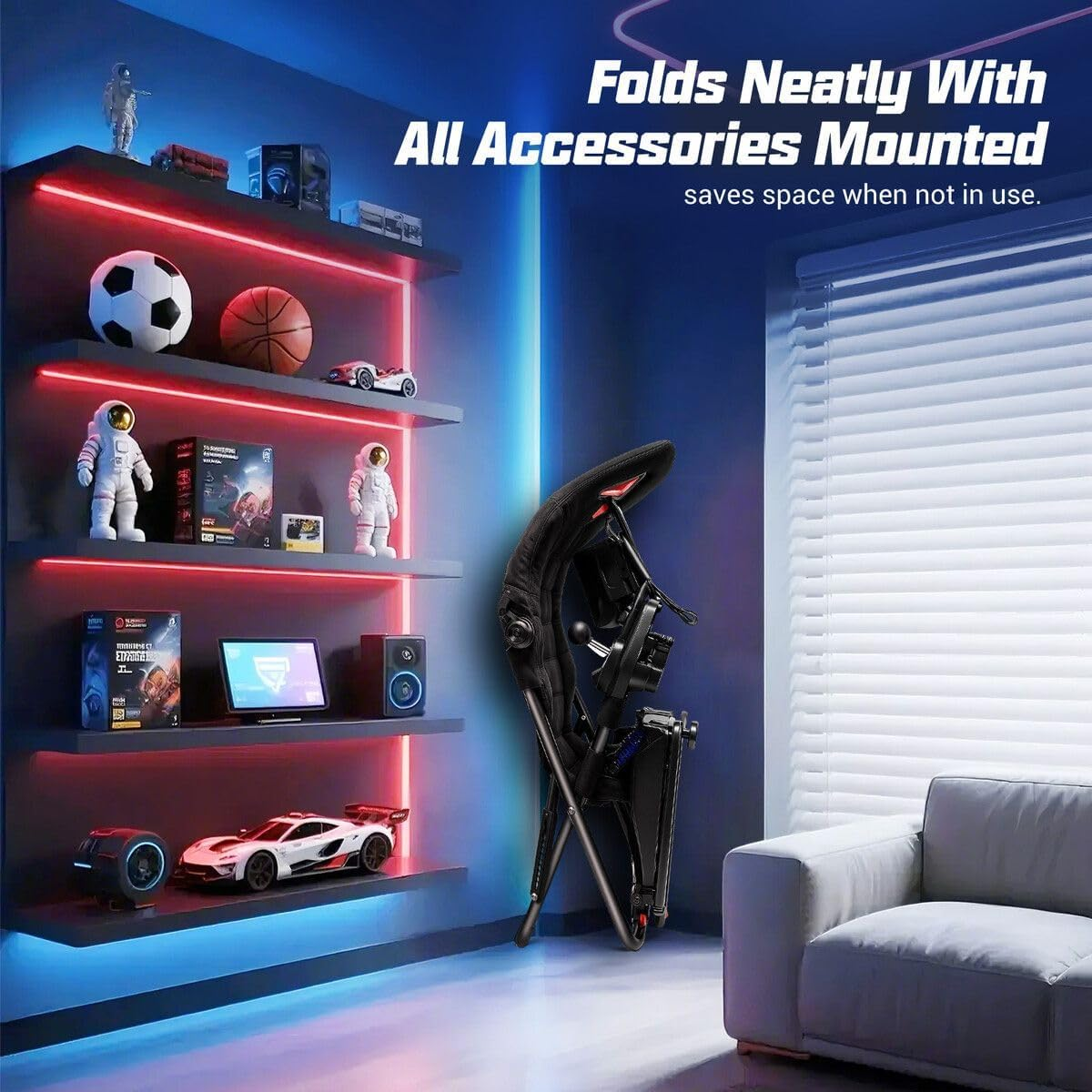 AUSWAY Racing Game Simulator Wheel Stand Sim Steering Adjustable Foldable Seat Cockpit Xbox Logitech G25 G920 Thrustmaster PS4 PS5 PC Video Game Accessories image number 3