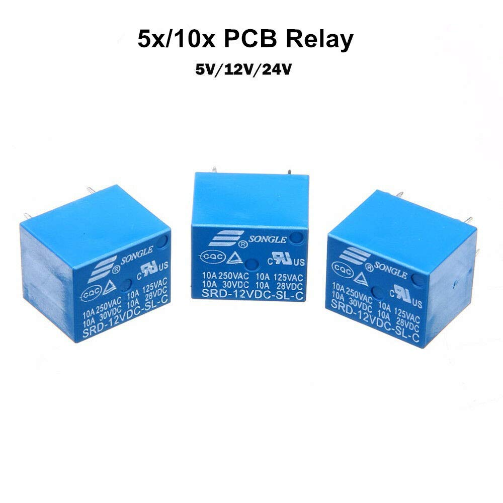 PCB Relay - SENRISE 5 Pcs DC 5V Coil 15A 250VAC 5 Pins Mini Power Relay PCB Type for Household Appliances，Network Communications, Electronic Equipments, Etc image number 2