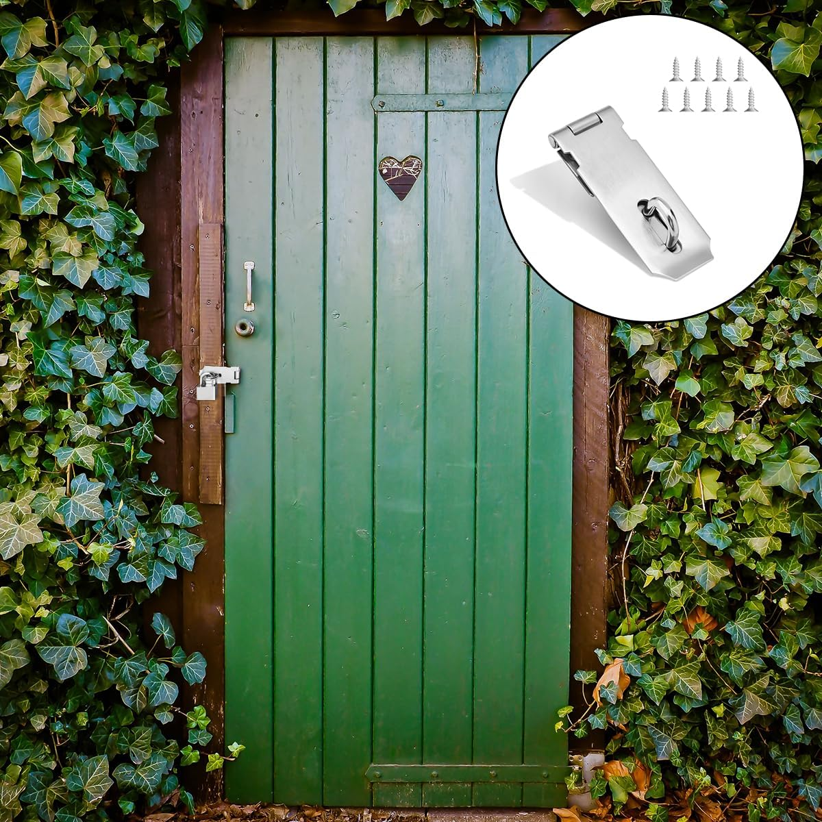 WELANE Door Locks Hasp Latch, Stainless Steel Gate Lock Hasp with Screws for Doors, Cabinets, Pet Cage (10 X 3.9Cm)