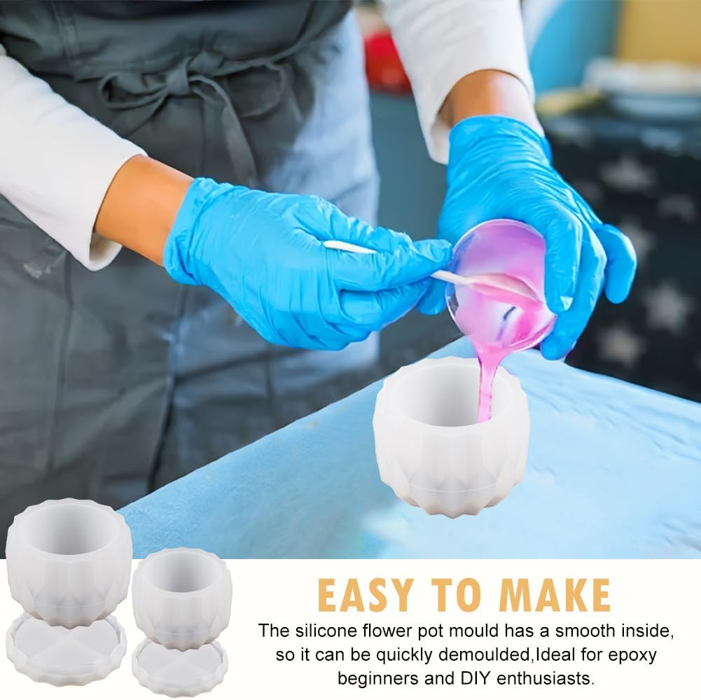 Resin Silicone Molds, Silicone Mould Concrete Casting Mould, Silicones Candle Holder, 4 Sizes Plant Pots Silicones Molds Succulent Plants Concrete Planter Vase Molds,Spiral Cylindrical Candle Mould