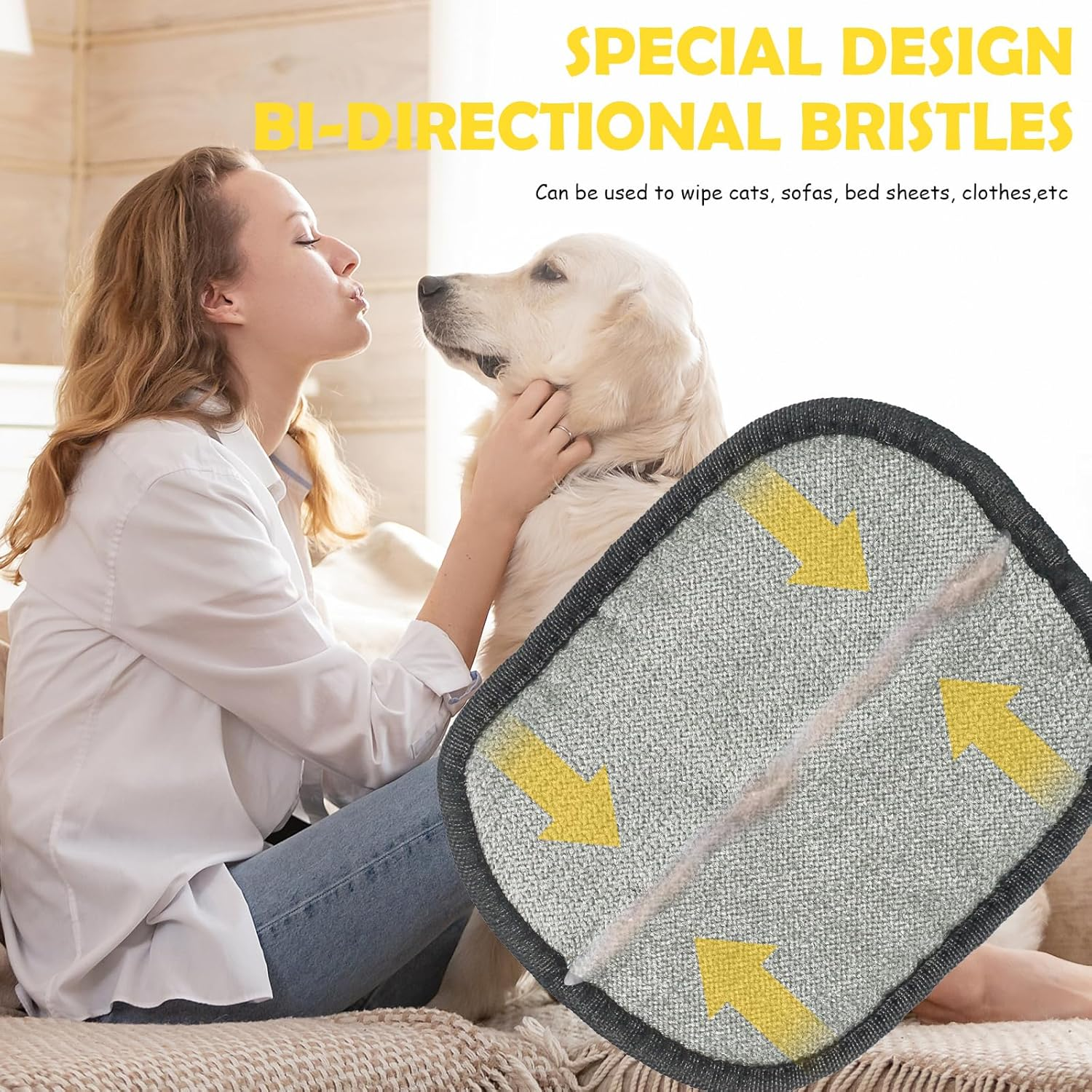 JWTRSVTY 2 X Pet Hair Remover Glove, Antistatic Hair Removal Gloves, Fur Magnet Cats Dogs, Reusable Pet Care Gloves, for Cleaning, Hair Removal and Beauty Purposes image number 1