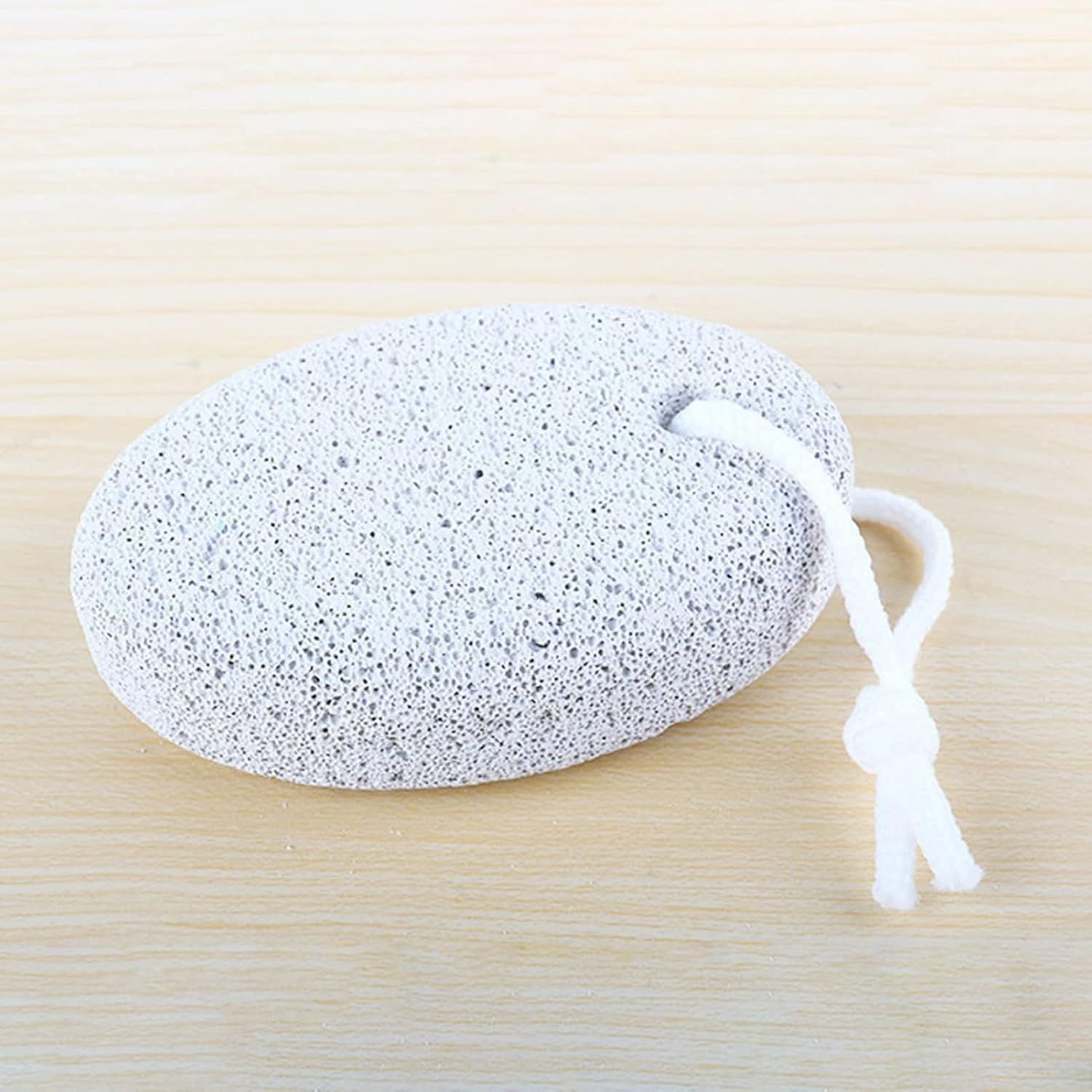 Zolyet Exfoliating Foot Gr G Stone Oval Natural Rubbing Stone Pumice Stone with Rope Household Foot Rubbing Stone White