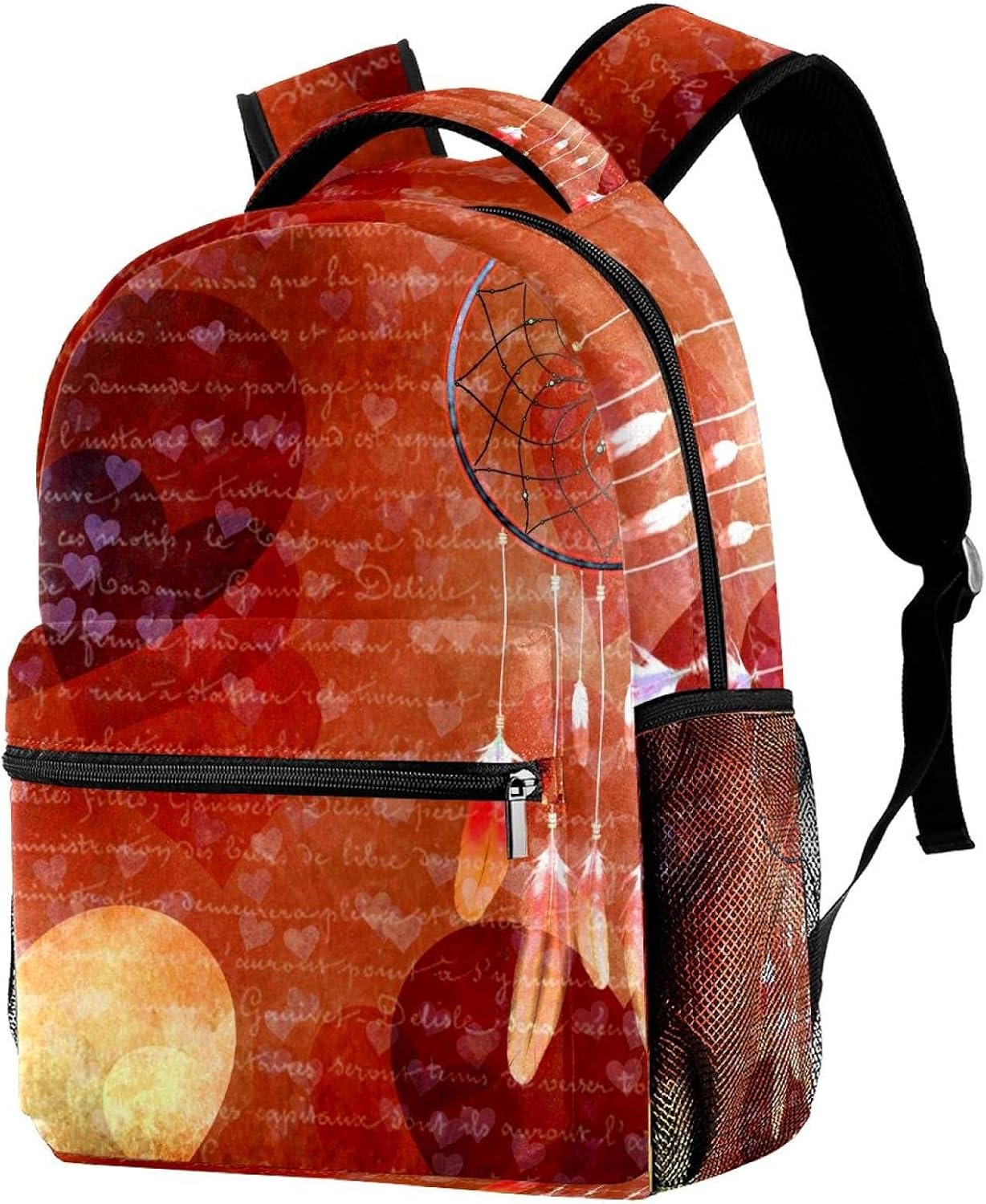 Dream Catcher Heart Background Backpack Students Shoulder Bags Travel Bag College School Tote Backpacks image number 3