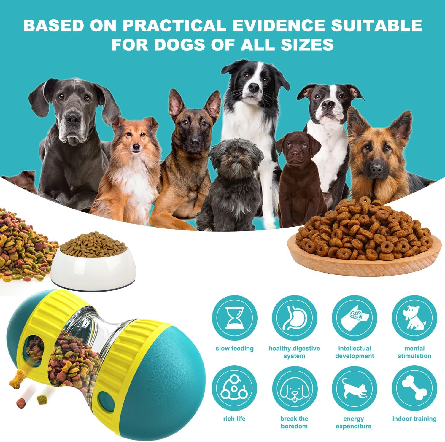 Pet Treat Dispenser, Interactive Dog Treat Puzzle Toy, Enrichment Toy with Adjustable Slow Food Dispensing, Suitable for All Dogs