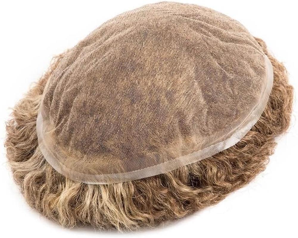 Replacement Full Lace Men'S Toupee 15Mm Curly Breathable Male Hair Prosthesis Natural Human Hair System Unit Systems image number 5