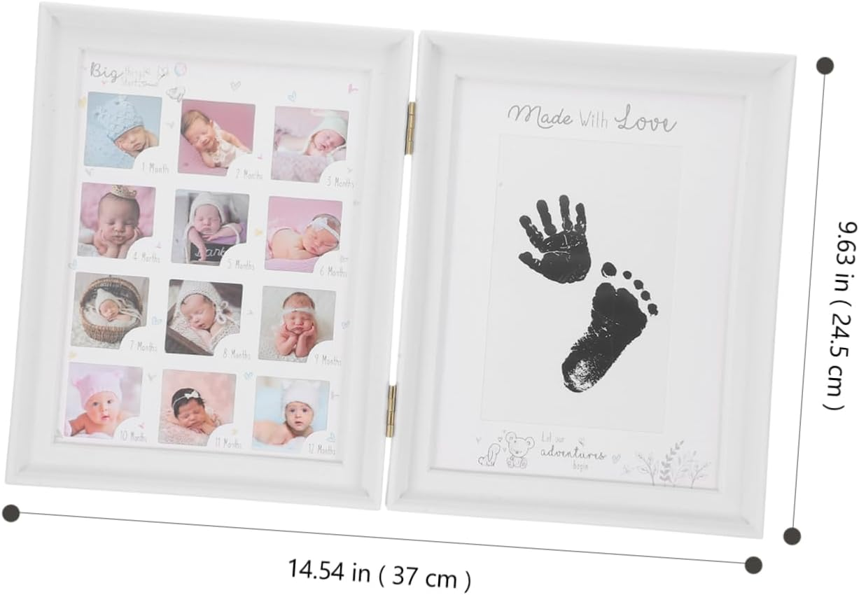 BESTOYARD Milestone Picture Frame Sturdy Newborn Handprint Footprint Kit Creative Keepsake for Showers Cardboard Material Capture Precious Memories