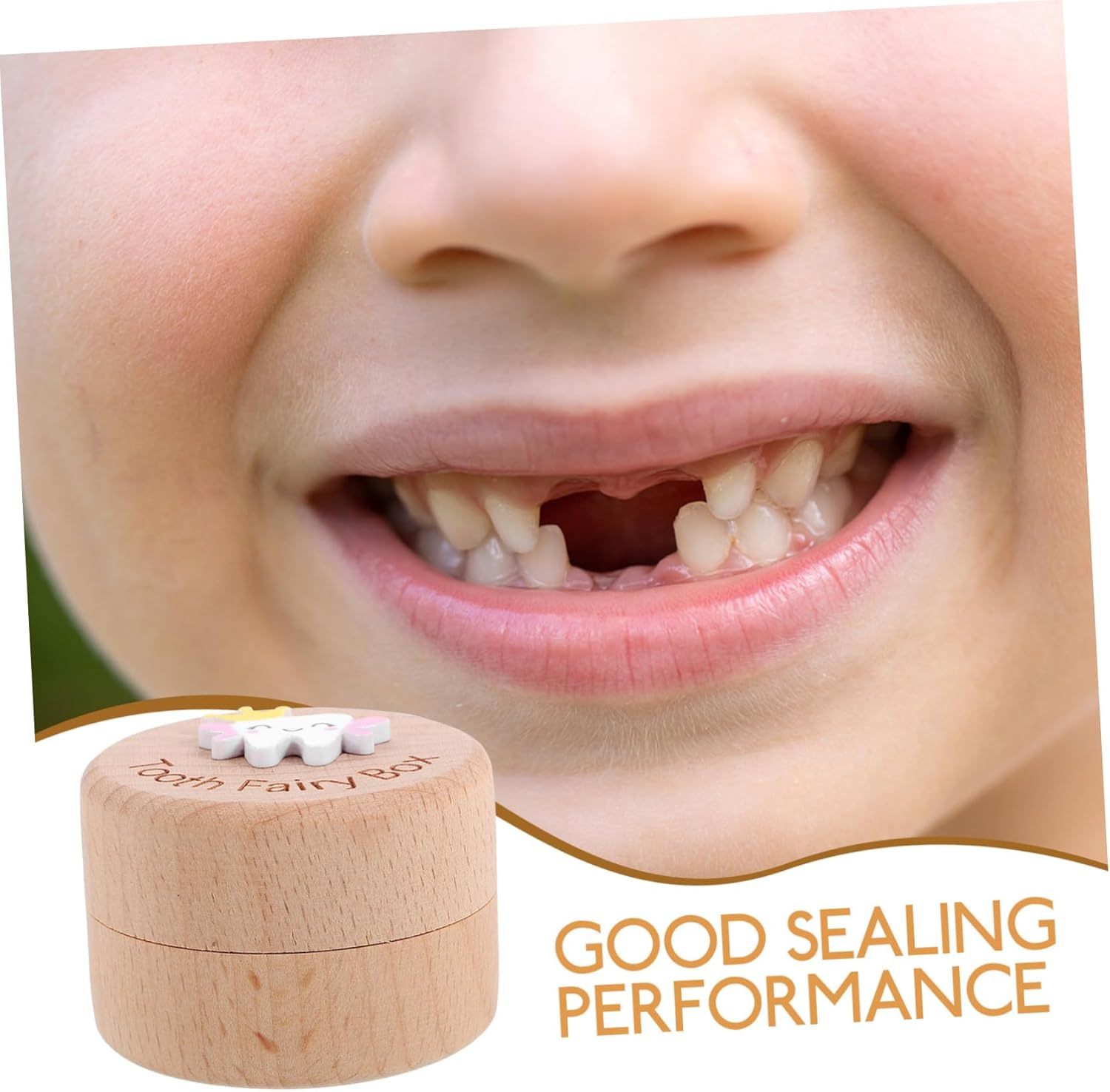 PRETYZOOM Tooth Keepsake Box Wooden Organizer for First Lost Teeth Fetal Hair Case Portable Storage for Precious Memories Easy Clean Removable Lid image number 4