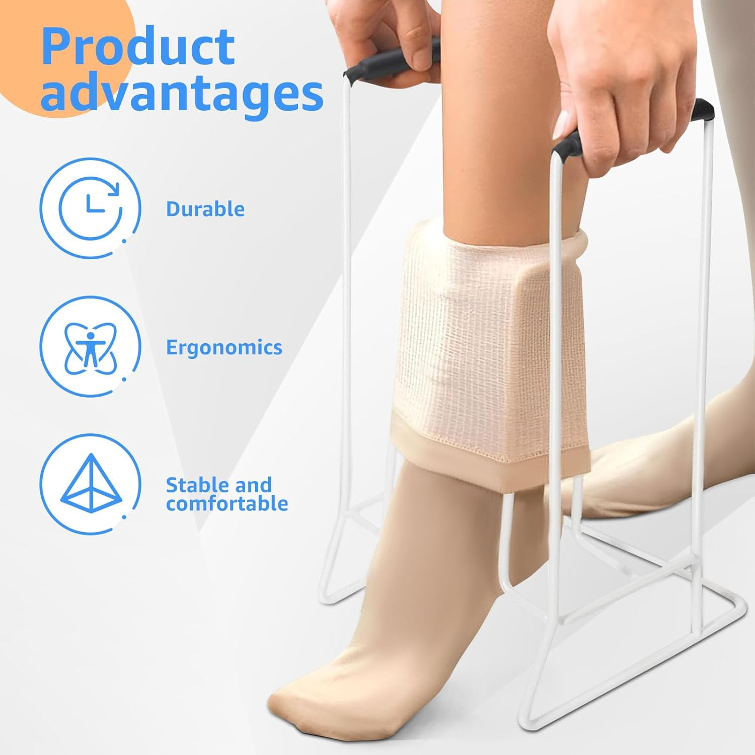 Stocking Donner, Aids for Seniors Putting on Socks, Flexible Stocking Aid Kit, Aid Tool to Put on Compression Socks, Easy on and off Helper for Elderly, Pregnant, Disabled