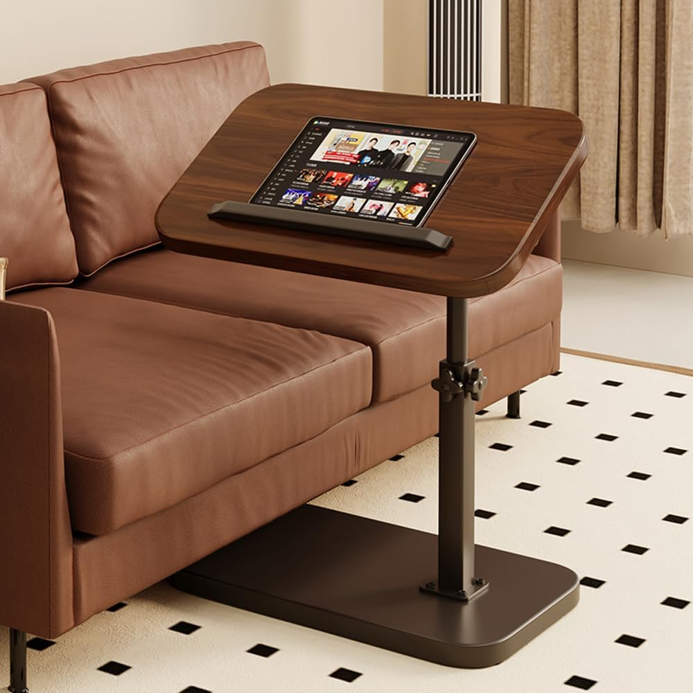 Home Side Tables for Small Spaces，Adjustable by Lifting and Flipping Sofa Side Table Small Coffee Table Anti-Rust Waterproof, End Tables for Living Room Bedroom Balcony Office (Brown) image number 6