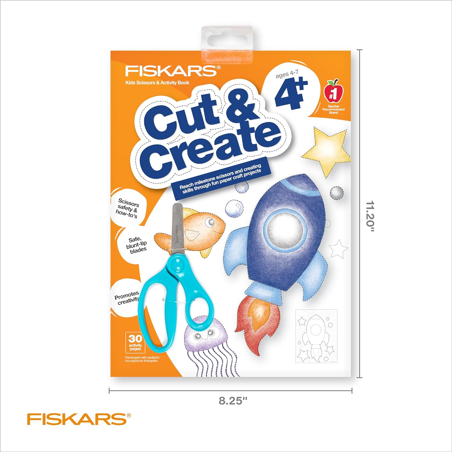Fiskars Cut & Create Activity Book with 5In Kids Scissors - Gifts for Kids - Ages 4+ image number 3