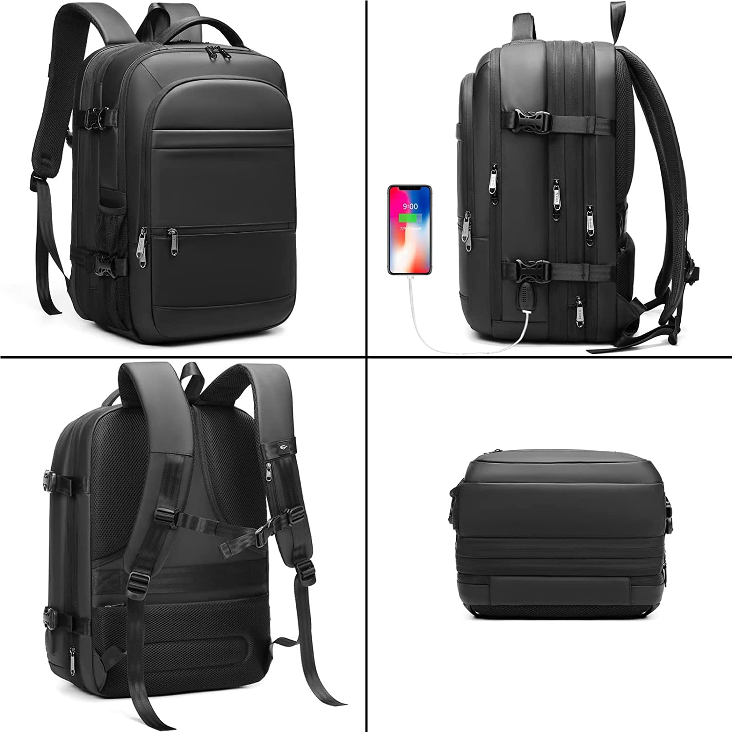 Qiccijoo Travel Backpack 40L Flight Approved Carry on Backpack for Men Women Expandable Large Luggage Backpack 17 Inch Waterproof Laptop Backpack Business School Weekender Overnight Backpack image number 1