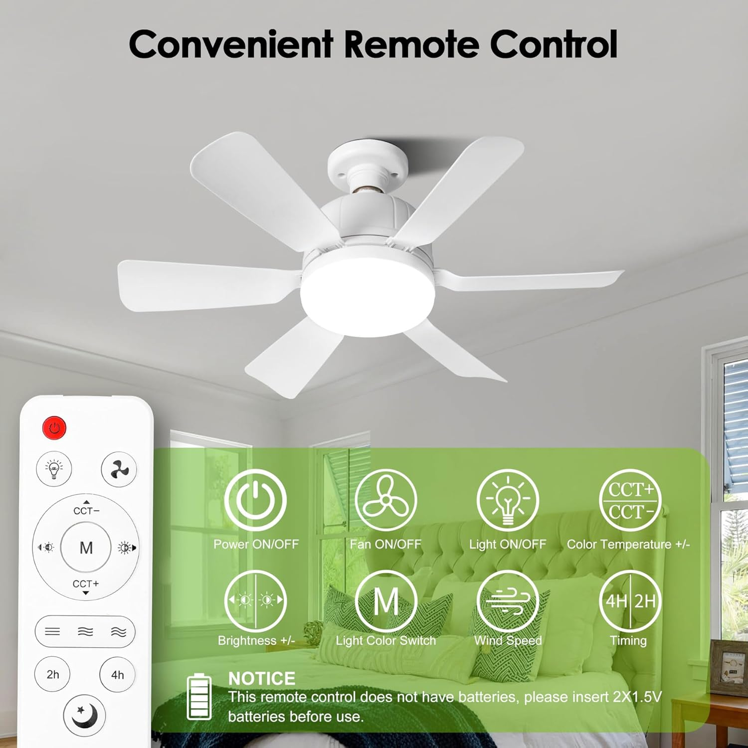 TUXOIUBA Socket Ceiling Fan Light with Remote and 1 Socket Extender, E26/E27 Based Easy Install, 3 Color Stepless Dimming, 3 Speeds, Dimmable LED for Bedroom, Kitchen and Living Room image number 1