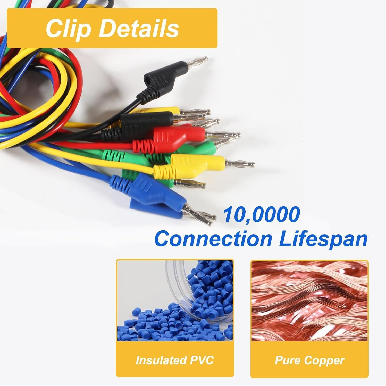 5Pcs Banana to Banana Plug Test Lead Set, 4Mm Stackable Banana Plug Test Lead for Multimeter, Flexible Electrical Test Wire 3.3Ft/1M 1000V 15A image number 1