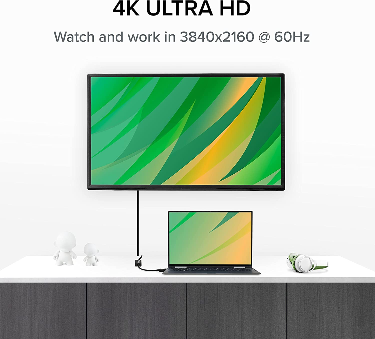 Plugable Active Displayport to HDMI Adapter, Driverless Connect Any Displayport-Enabled PC or Tablet to an HDMI Monitor, TV or Projector for Ultra-Hd Streaming (HDMI 2.0 up to 4K 3840X2160 @60Hz) image number 3