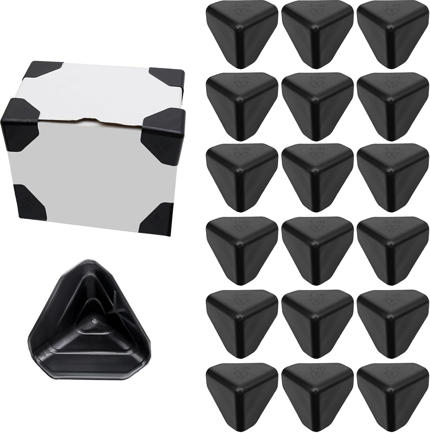 EATAKWARD 200 Pcs Packaging Edge Protectors, Plastic Heavy Duty Edge Corner Protector Golder, Shipping Box Corner Protectors Corner Guards for Boxes, Cartons, Panel Packaging, Black, 2'' X 2'' X 2'' image number 5