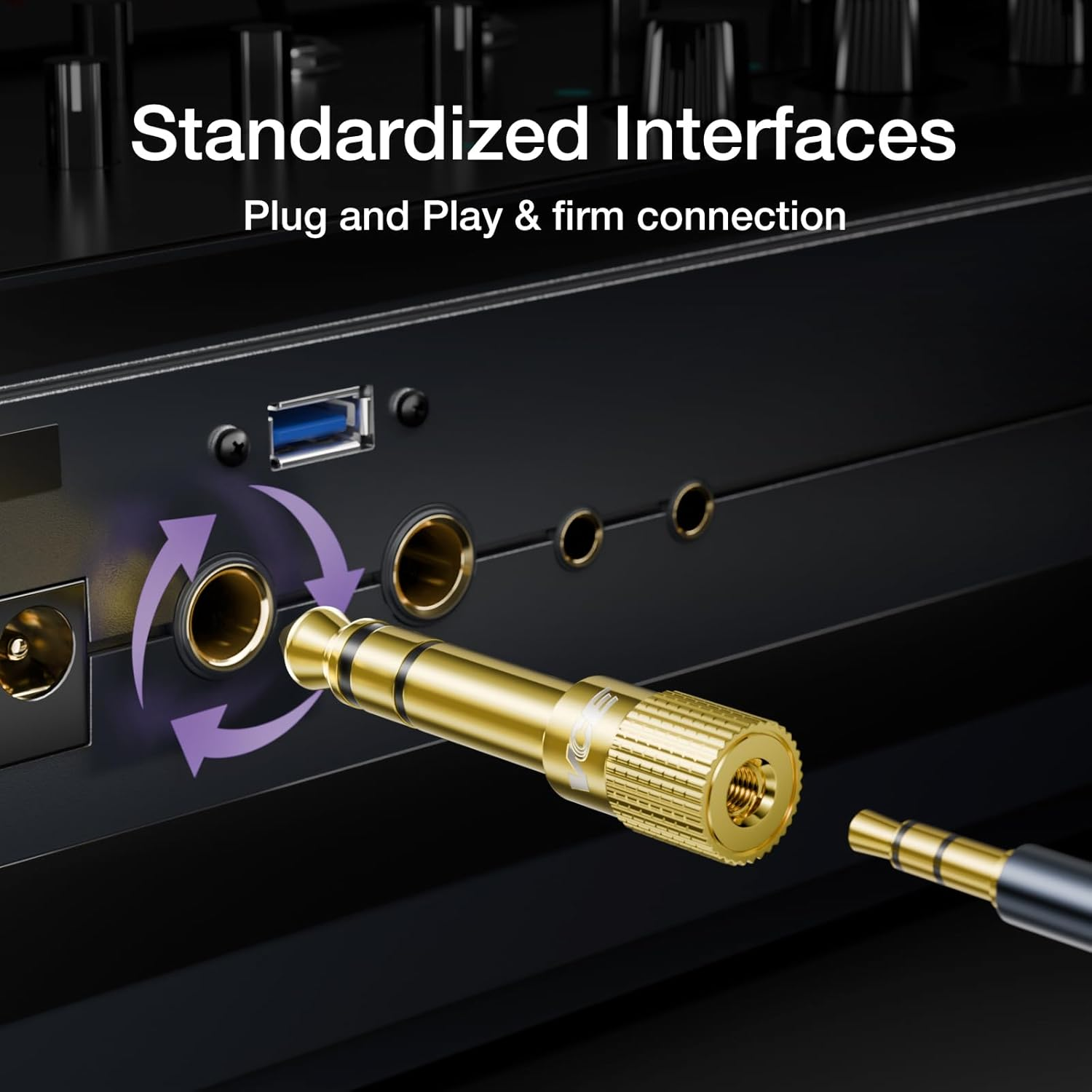 VCE 6.35Mm (1/4 Inch) Male to 3.5Mm (1/8 Inch) Female Stereo Audio Jack Adapter for Aux Cable, Guitar Amplifier, Headphone, 2 Pack image number 2