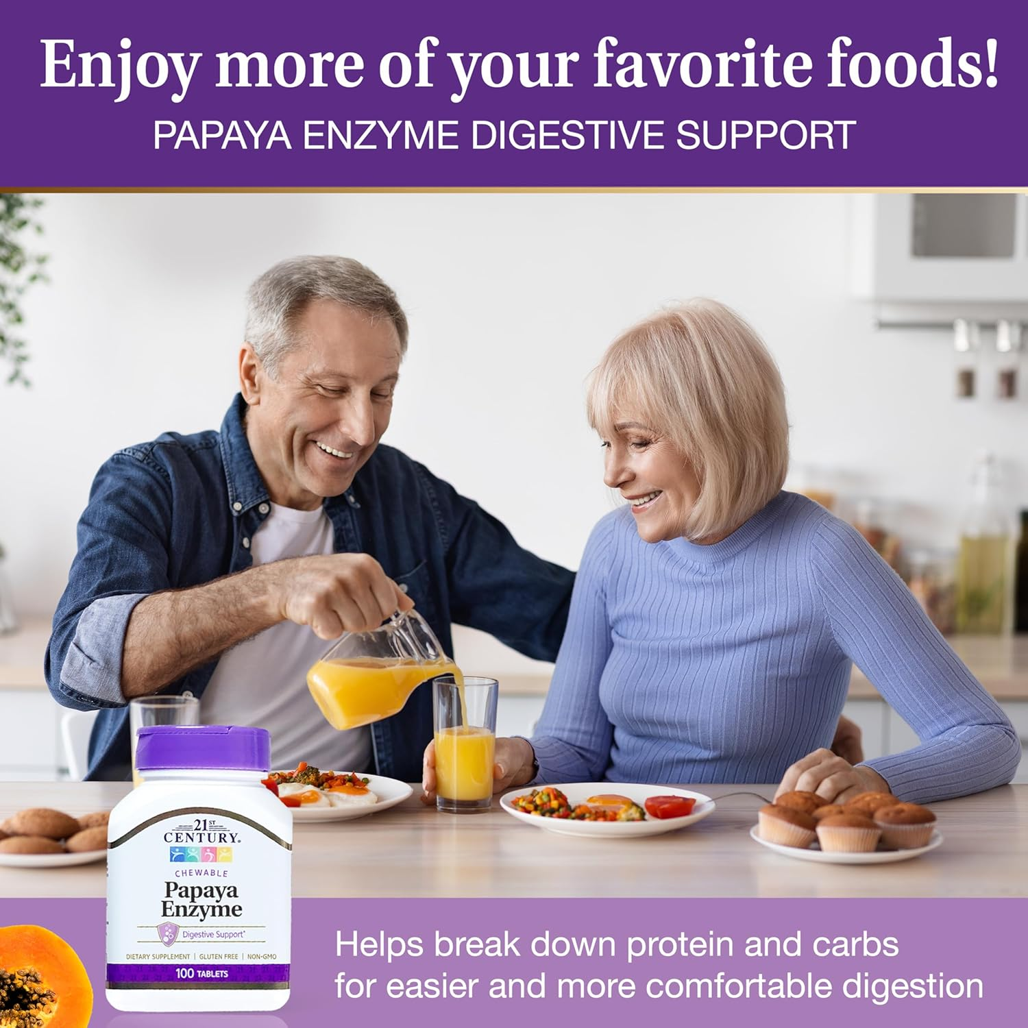 21St Century Papaya Enzyme Chewable Tablets, 100 Count image number 5