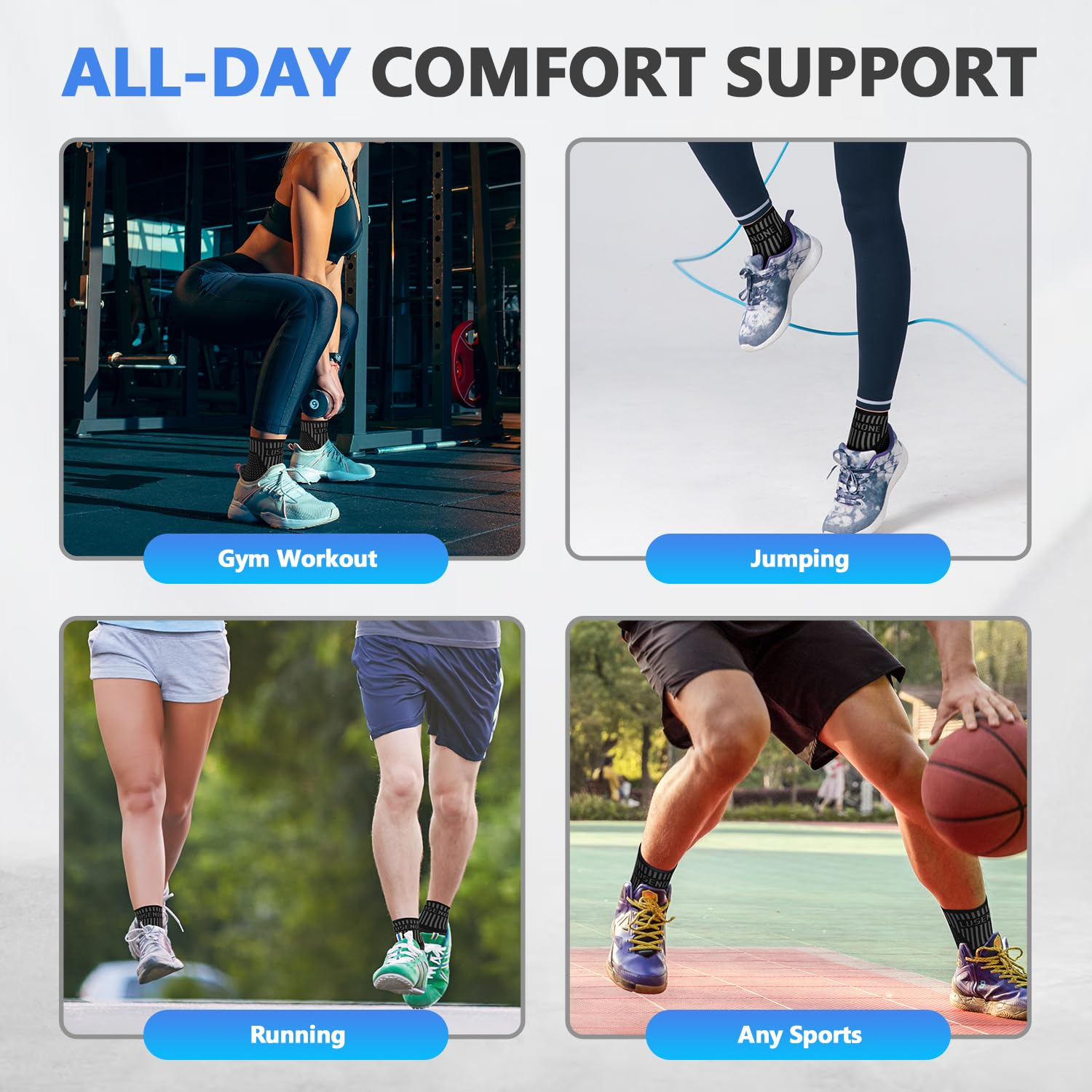 Ankle Brace for Women & Men, Ankle Compression Sleeve Socks, Best Ankle Support Brace for Sprained Ankle, Plantar Fasciitis, Achilles Tendonitis Relief, Foot Pain, Running, Sports