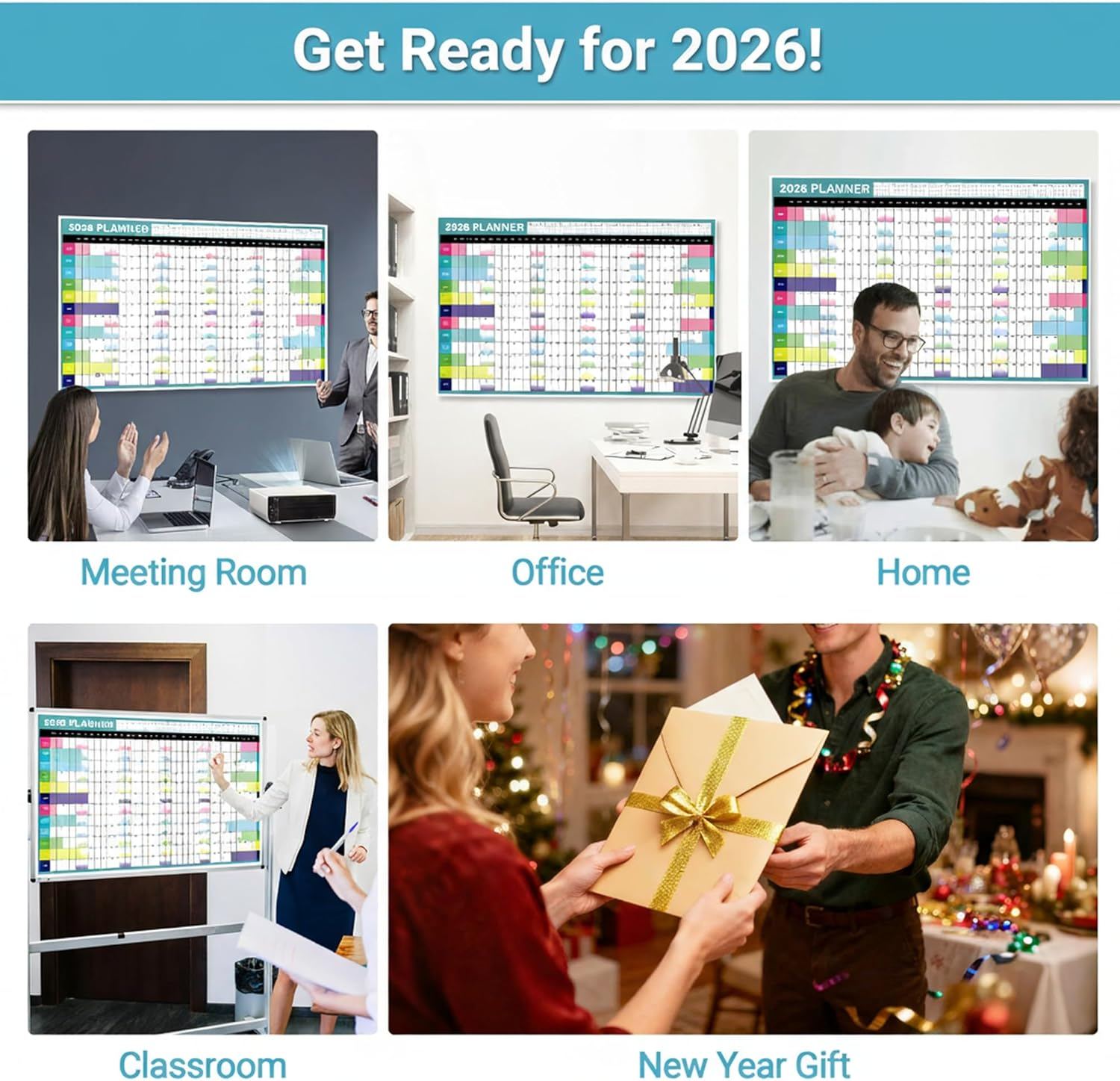 2026 Wall Calendar Large Yearly Planner &ndash; Full Year Annual Calendar Planner, Paper Wall Chart Plan 12 Months, Colored Stickers,365 Daily Plan for Home, Office, Classroom Organization & Decor image number 5