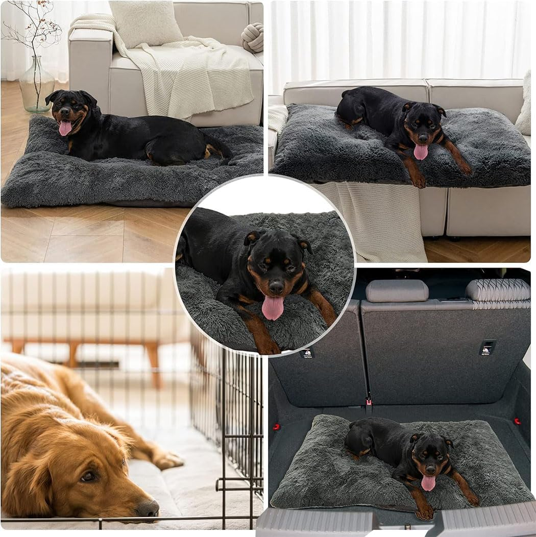 Large Dog Bed Washable Dog Crate Bed for Large Dogs Deluxe Thick Flannel Fluffy Comfy Kennel Pad Anti-Slip & Anti-Scratch Pet Sleeping Mat,30.7 * 21.6Inch image number 1