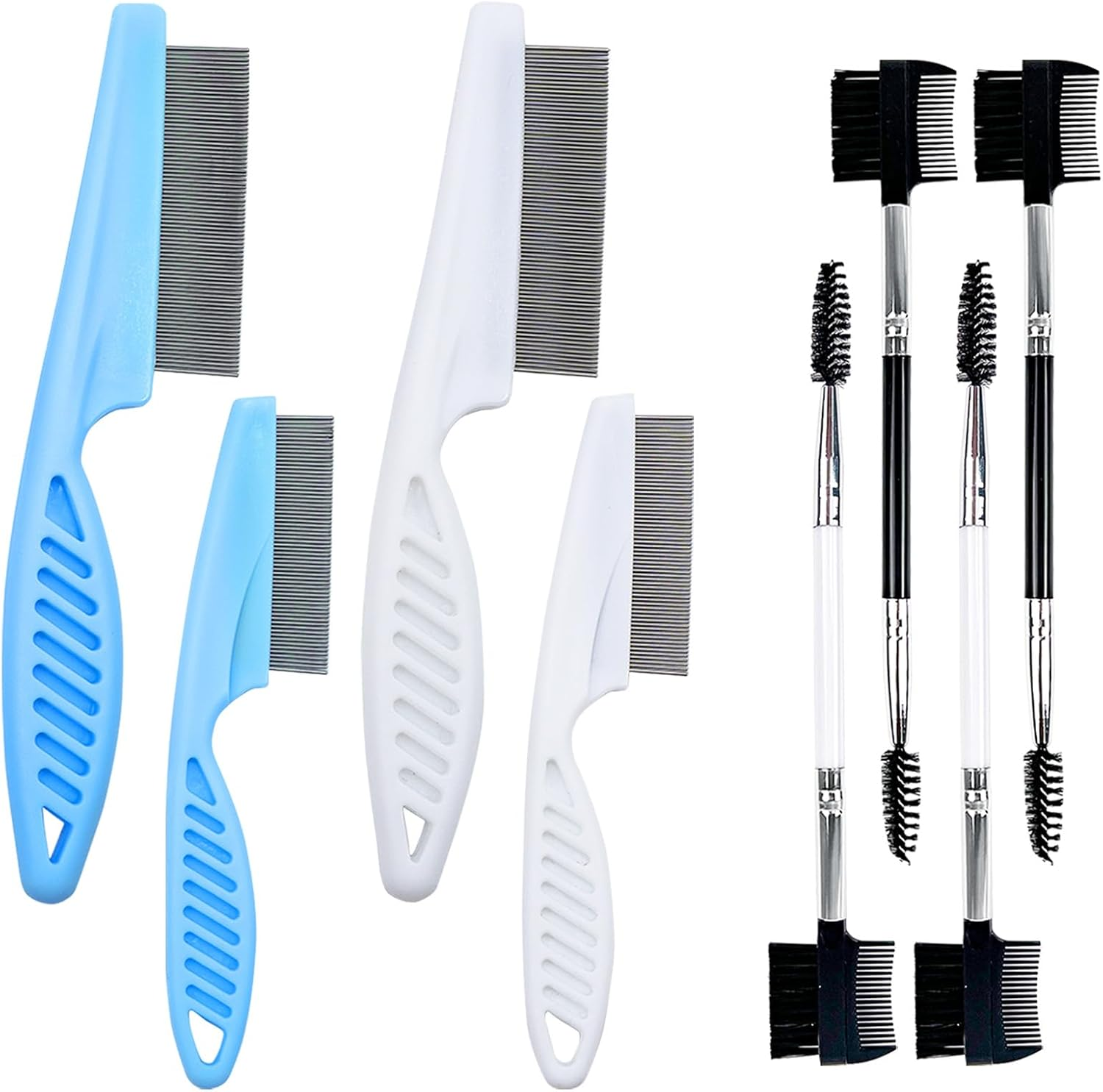 8Pcs Dog Eye Tear Stain Removal Combs Pet Grooming Comb Tear Stain Removal Stainless Steel and Plastic Multifunctional Double-Sided Fine-Tooth Lice Comb (Colorful)