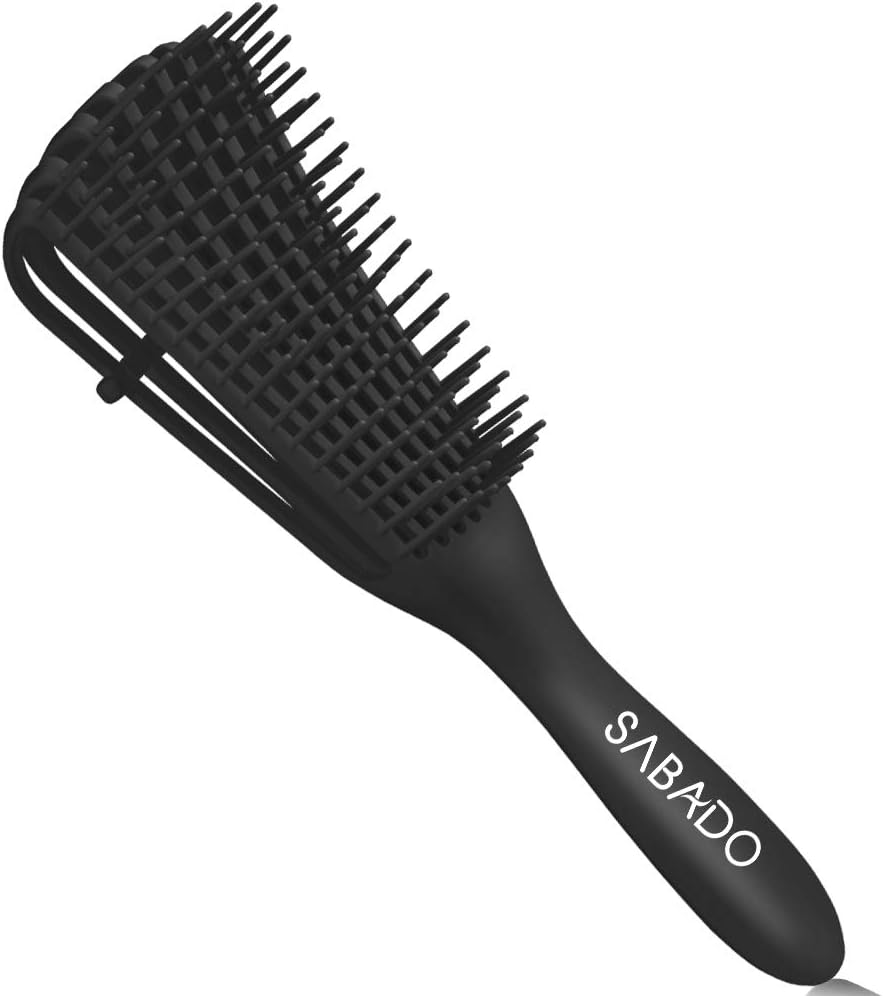 Detangling Brush for Afro America/African Hair, Textured 3A to 4C Kinky Wavy/Coily/Wet/Dry/Oil/Thick/Long/Curly Hair Detangler (Black) image number 1