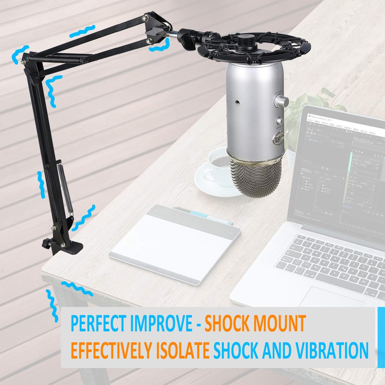 YOUSHARES Shockmount for Blue Yeti and Yeti Pro Microphone, Alloy Shock Mount Reduces Vibration Noise and Improve Recording Quality, Blue Yeti Shock Mount image number 6