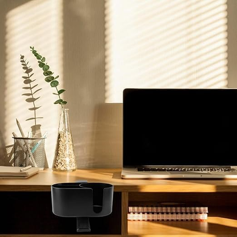 XINYUICEAN 4 in 1 Desk Cup Holder Headphone Hanger,Clamp on under Desk Headphone Hanger, Multifunctional Phone Storage Box Desktop Organizer for Nightstand Workstation (White) image number 4