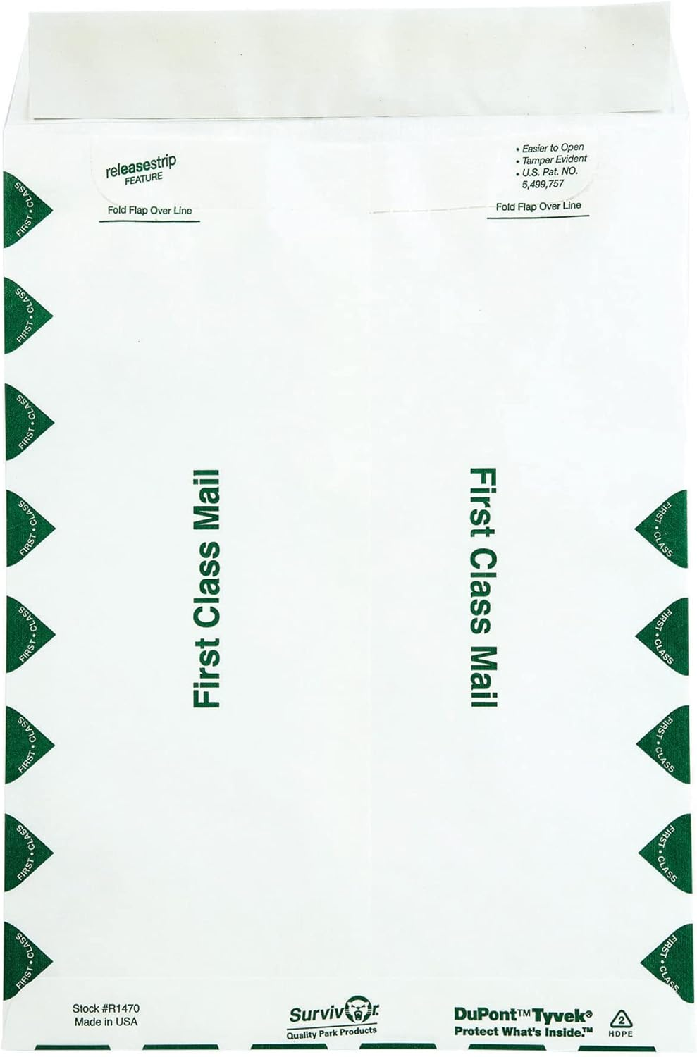 Survivor R1470 Tyvek USPS First Class Mailer, 9 X 12, White (Box of 100) image number 1