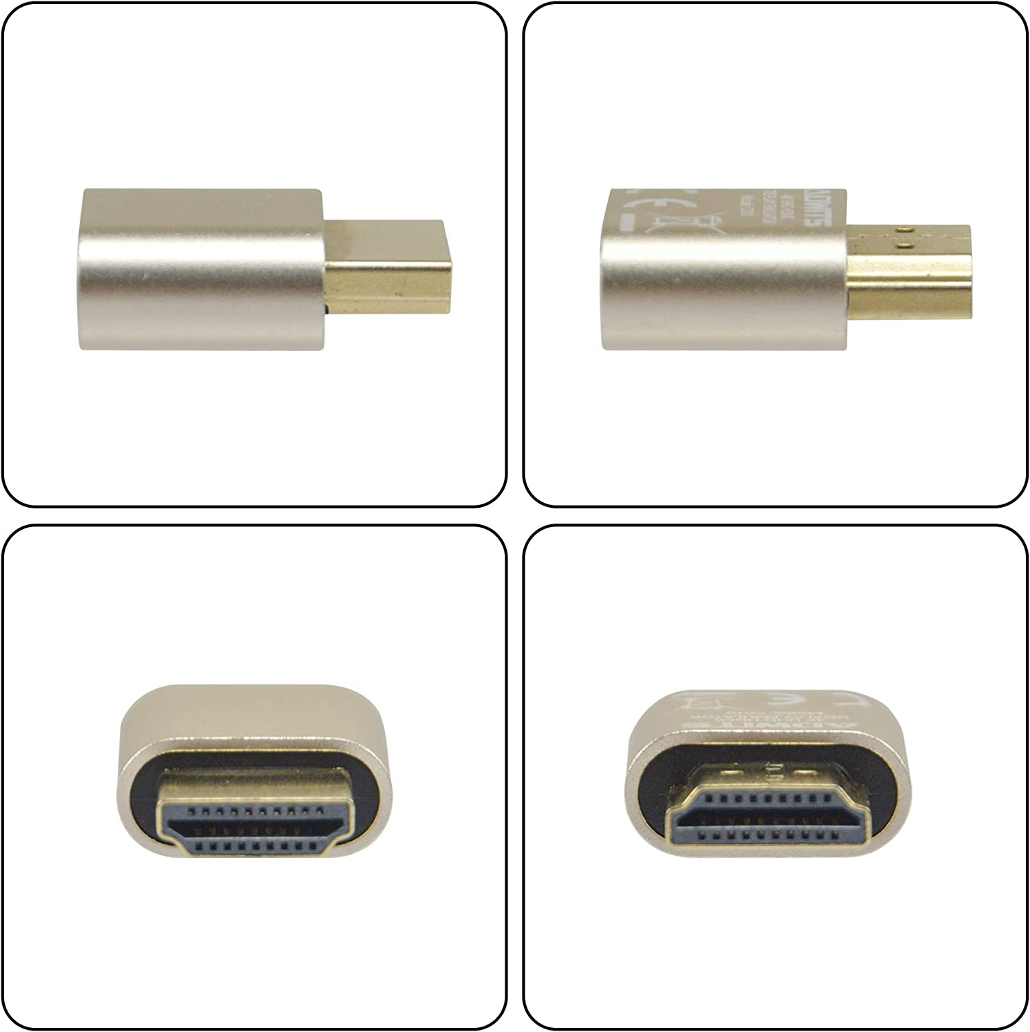 1-Pack ADWITS 4K 2K 1080P 30Hz to 60Hz Support HDMI Display Emulator DDC EDID Headless Ghost Monitor Adapter Dummy Plug,New Version Highest 4096X2160@60Hz -Gold Color