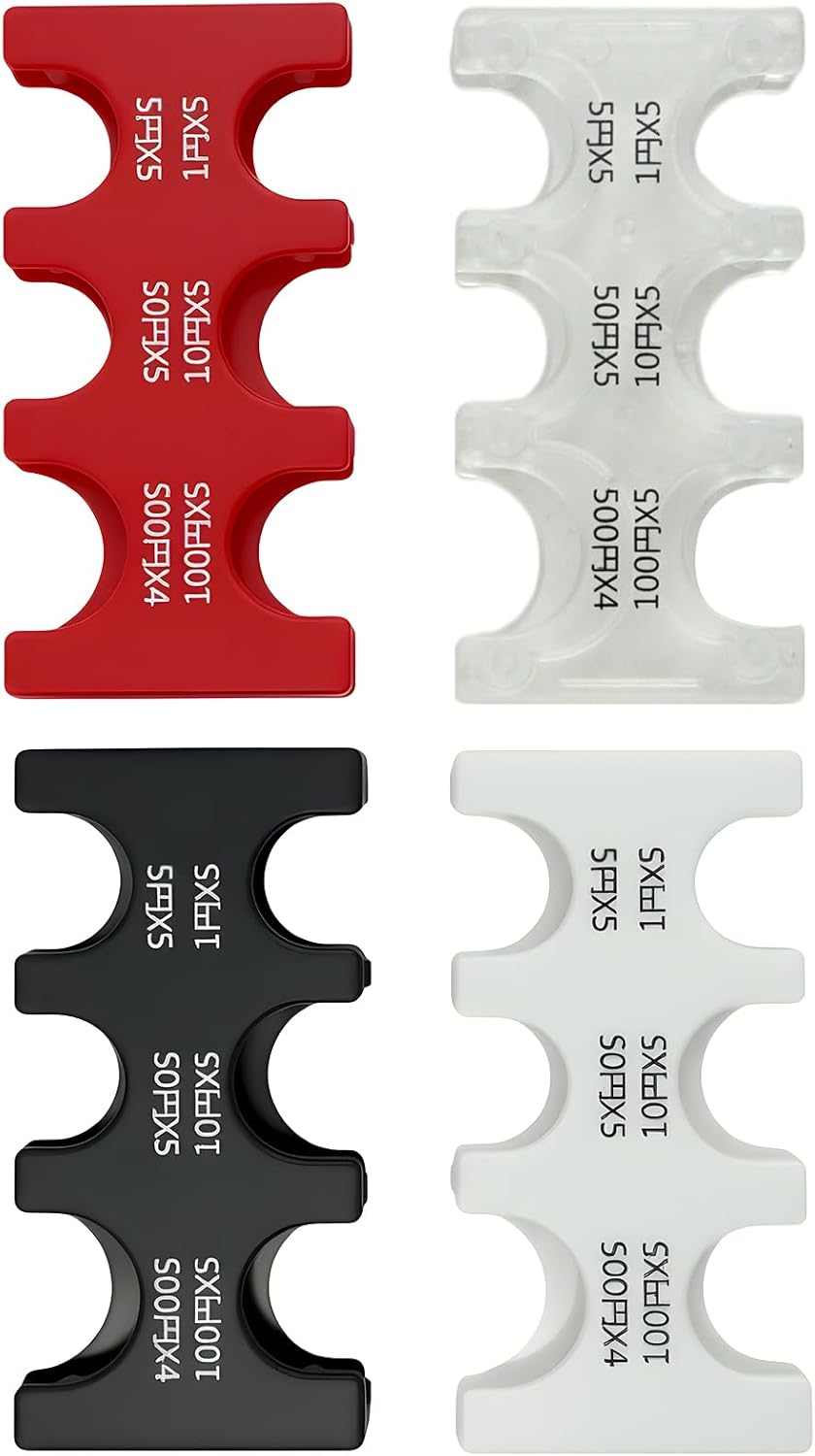 4 Pcs Japanese Yen Coin Holder, Hard Case Organizer with 6 Individual Slots, Portable JPY Coin Storage and Dispenser for Travel Shopping, Holds 1/5/10/50/100/500 Yen Coins (Black, Red, White, Clear) - Black\Red\White\Clear image number 5