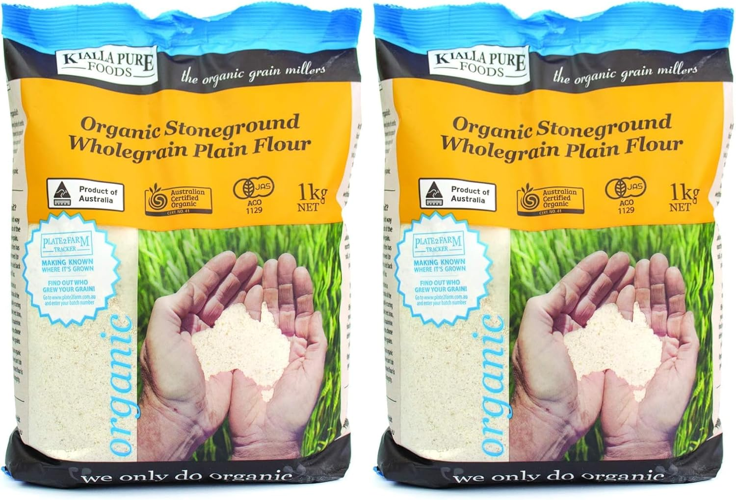 Kialla Pure Organics Organic Stoneground Wholegrain Plain Flour, 1 Kg, Multicolour