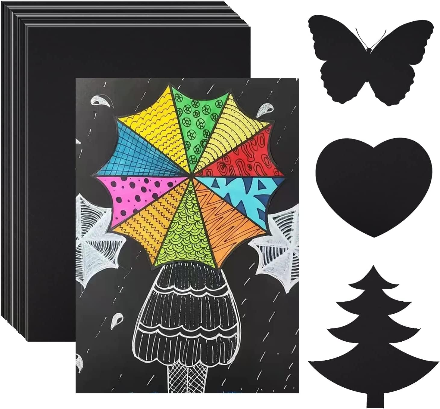 100 Sheets Black Kraft Cardstock Paper for DIY Projects and Crafts - Thick 250Gsm Black Cardstock for Printing Drawing Invitation Making - A4 Size 21 * 29.7Cm, Laser and Inkjet Printer Compatible