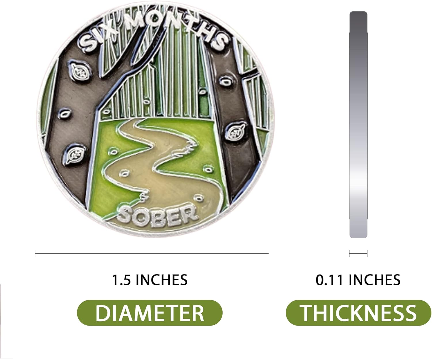 The Achieve Mint 6 Months Sober Token | Six Months Sobriety Chip | Non-Aa, Non-Religious Medallions for Men and Women Celebrating Sobriety image number 1