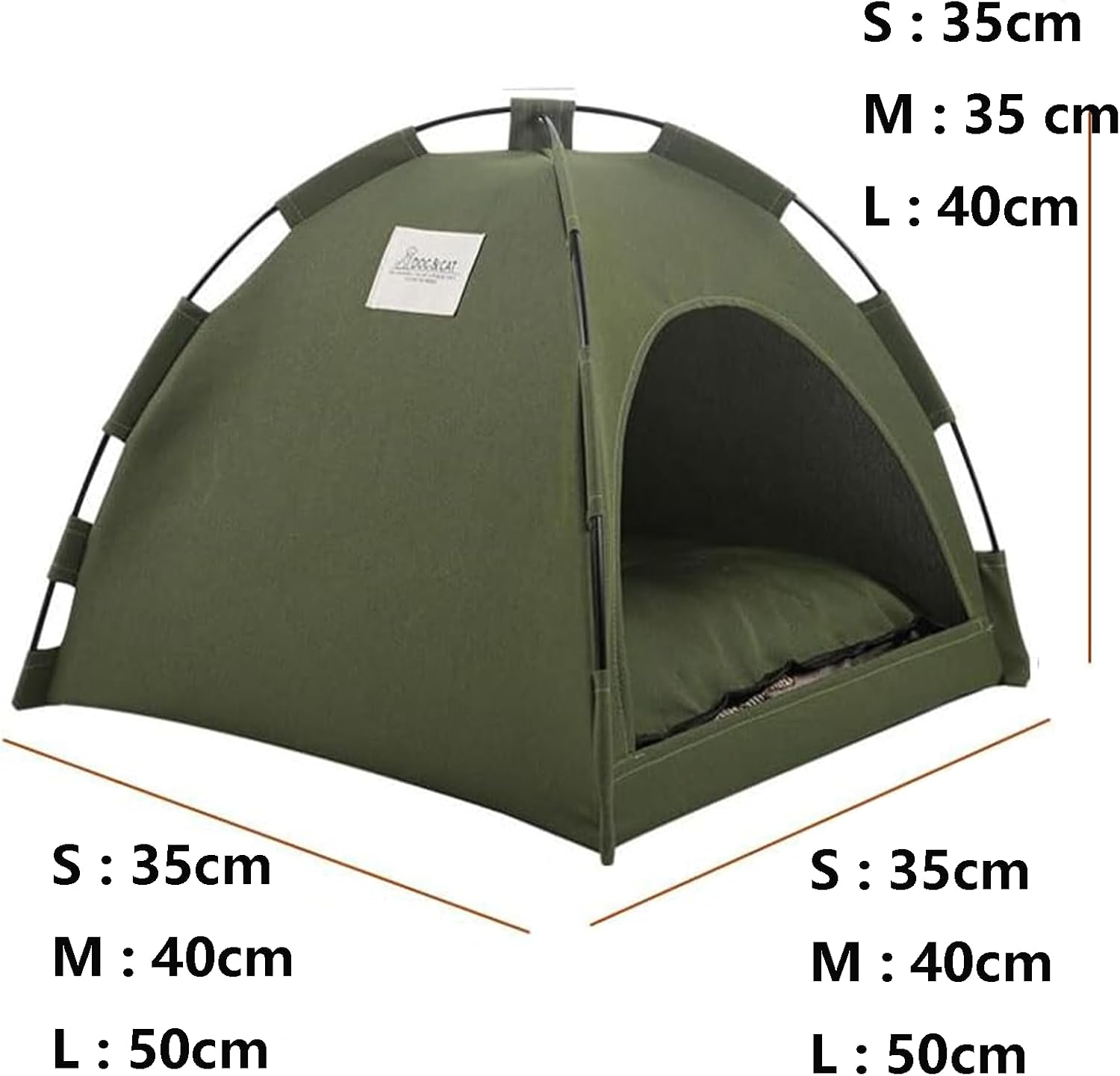 Cozioz Cute Pet Teepee Tent - Foldable Cat & Dog Bed with Thick Mat, Perfect for Indoor or Outdoor Use (Cats, Puppies, Bunnies) (Green, L) image number 2