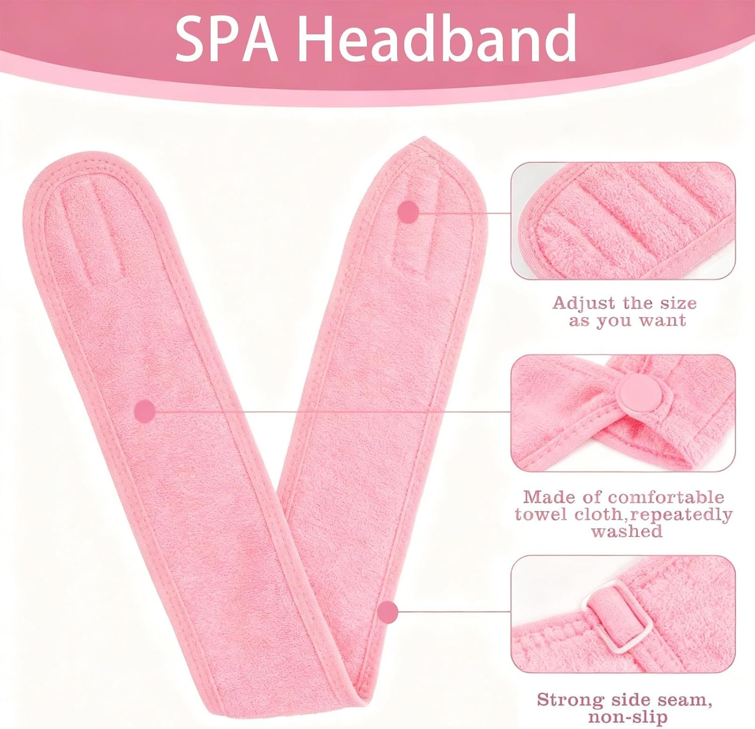 JYNXOR Women'S Cosmetic Hair Band, Hair Band, Make-Up Spa Headband, Terry Towelling Make-Up Hair Bands, Sweatband, Forehead, Adjustable Hair Protection Band with Fastening for Face Washing, Sports