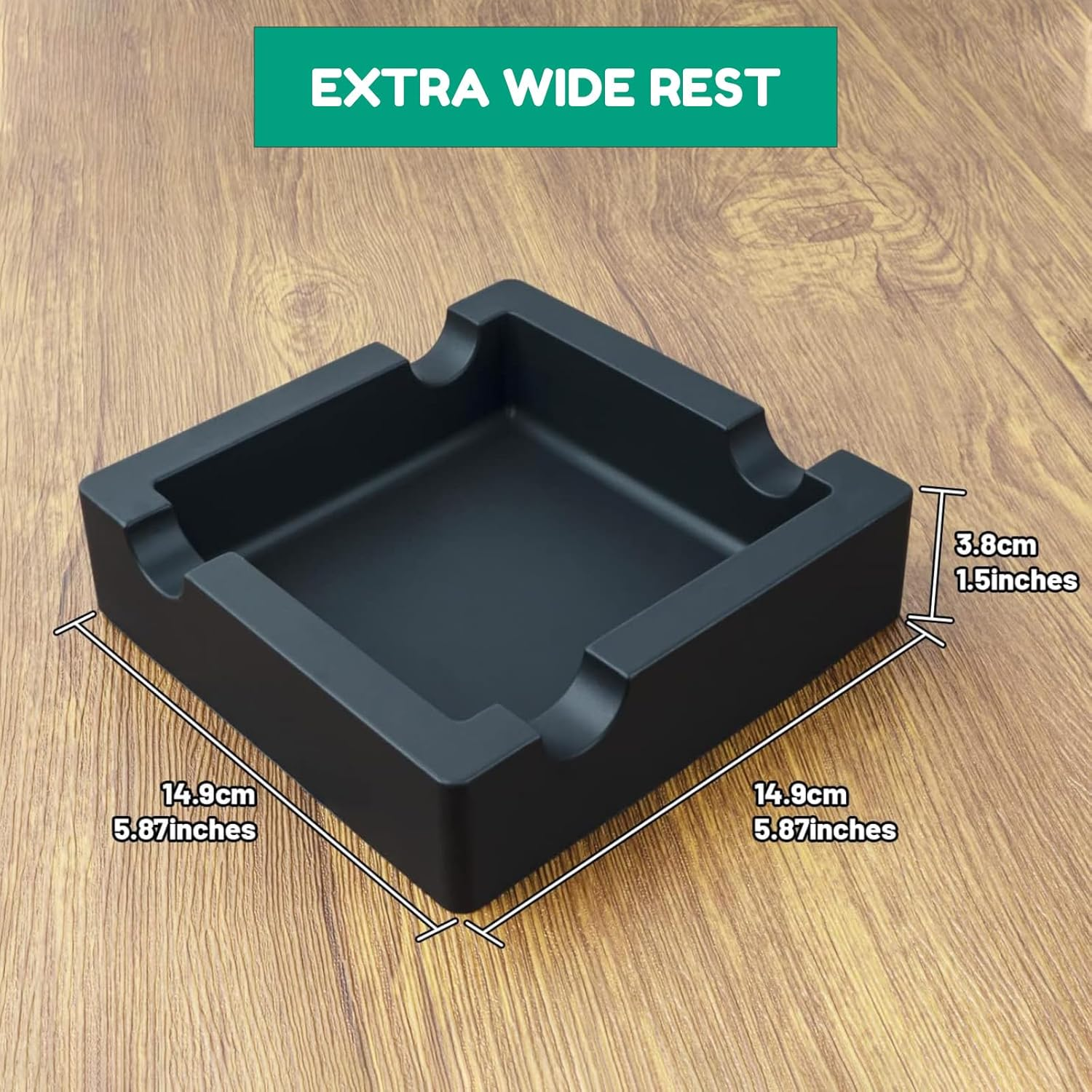 Unbreakable Silicone Cigar Ashtray - Large 15Cm X 15Cm Outdoor/Indoor Use, 4 Cigar Holders, Weatherproof & Scratch-Resistant (300G) image number 1