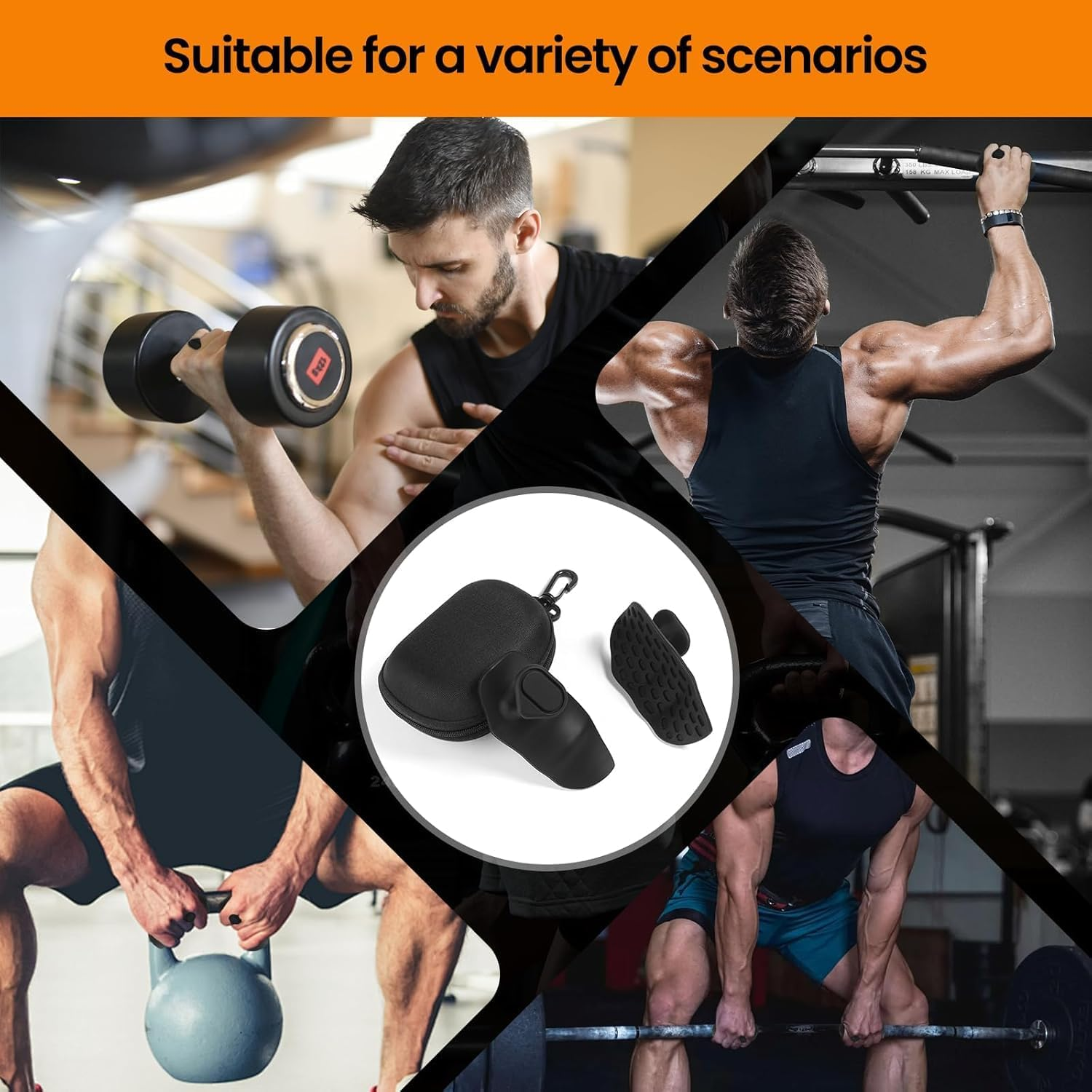 Original Weight Lifting Grips for Men Women Deadlifts, Rows, Ergonomics Workout Rubber Gym Grips Pads for Palm Protection, Fingerless Workout Gloves for Men Exercise Bodybuilding image number 1