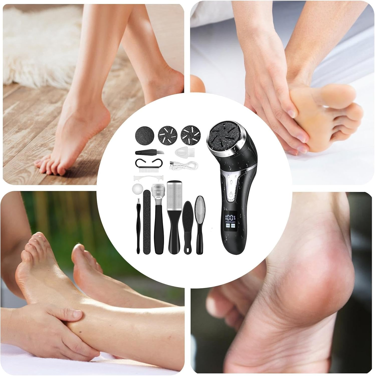 Eoixuqba Electric Foot File Manicure Pedicure Tool - Electric Foot Grinder - LED Display Professional Feet Tools for Dead, Hard Cracked Dry Skin image number 2
