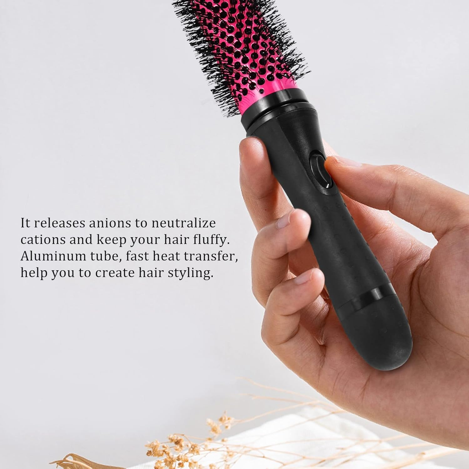 6Pcs/Set 3 Sizes Detachable Handle Hair Roller Brush with Positioning Clips Aluminum Ceramic Curler Comb Hairdresser image number 6