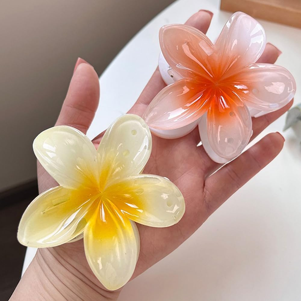 ZSPERKLA Pack of 4 Flower Hair Clips for Thick Thin Hair, Cute Acrylic Hair Clips, Non-Slip Large Hair Clips, Hair Styling Accessories for Women and Girls image number 4