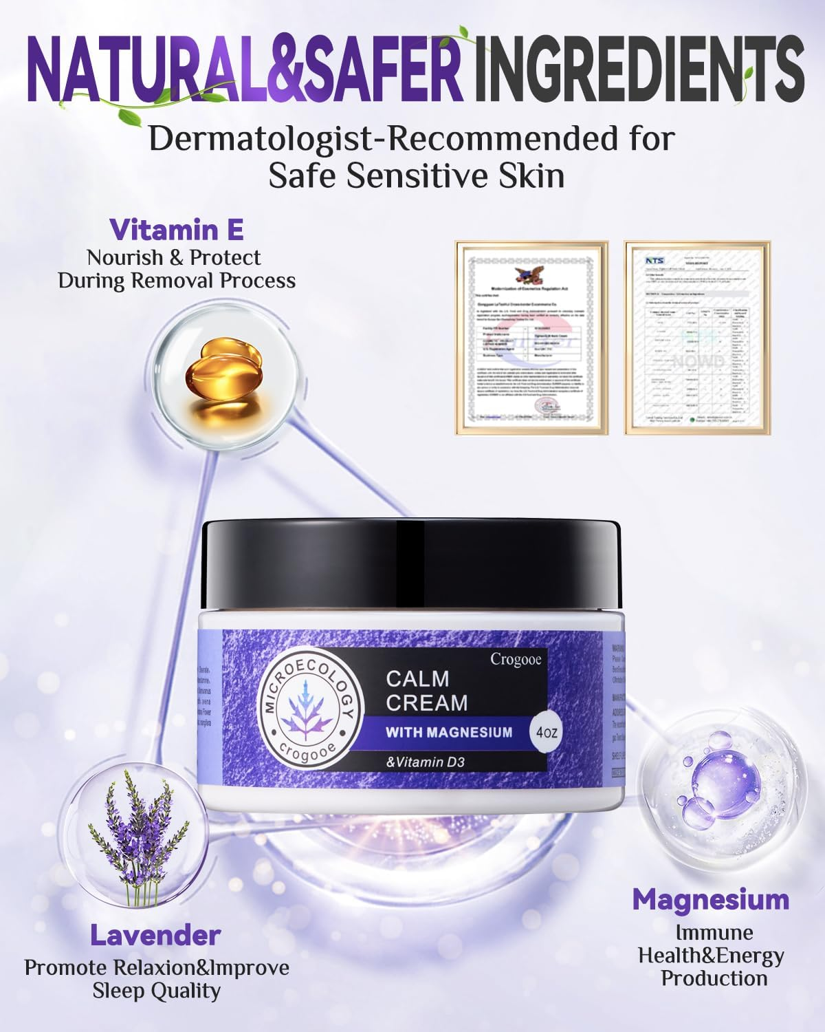 2025 Updated Magnesium Calm Cream:[Calms Soothes] Calm Cream Relief Moisturizer, Hydrating, Nighttime Magnesium Lotion with Lavender Essential Oils, Sensitive Skin Friendly（1Pc) image number 1