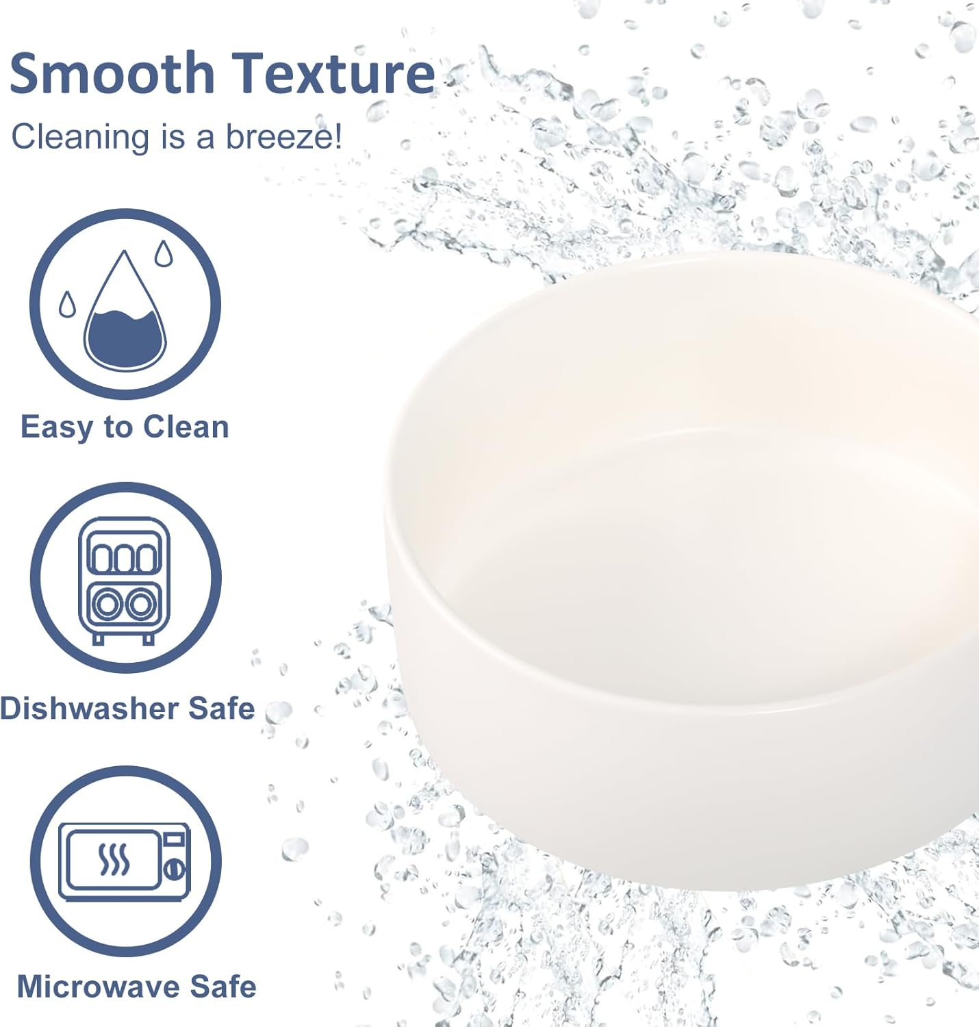 Ceramic Cat Bowl - Whisker Friendly Feeding and Water Bowl for Cats and Small Dogs - Heavy Anti-Tip Over, Spill Proof Pet Dish - 16.23 Oz / 480 Ml - White image number 7